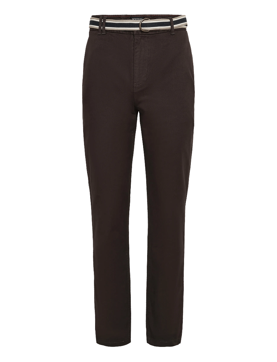 Scotch & Soda - Warren cotton-blend twill belted chino - casual byxor - raven - 0