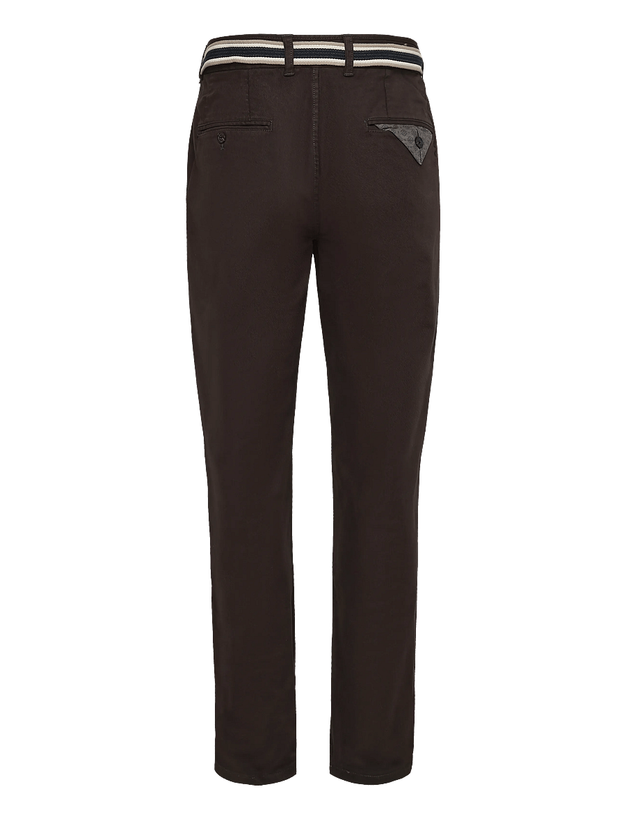 Scotch & Soda - Warren cotton-blend twill belted chino - casual byxor - raven - 1