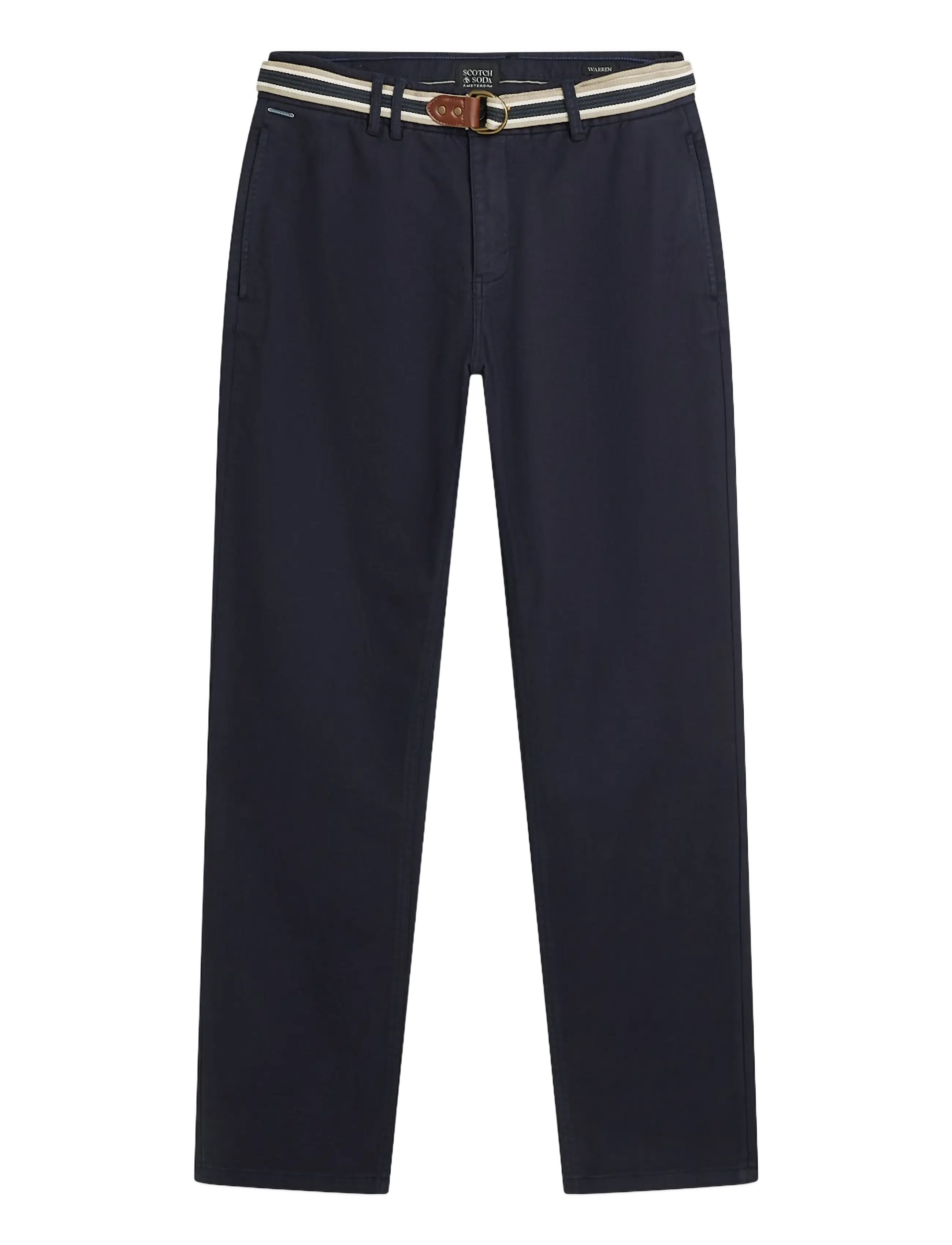 Scotch & Soda - Warren cotton blend twill belted chino - 401 sky captain - 1
