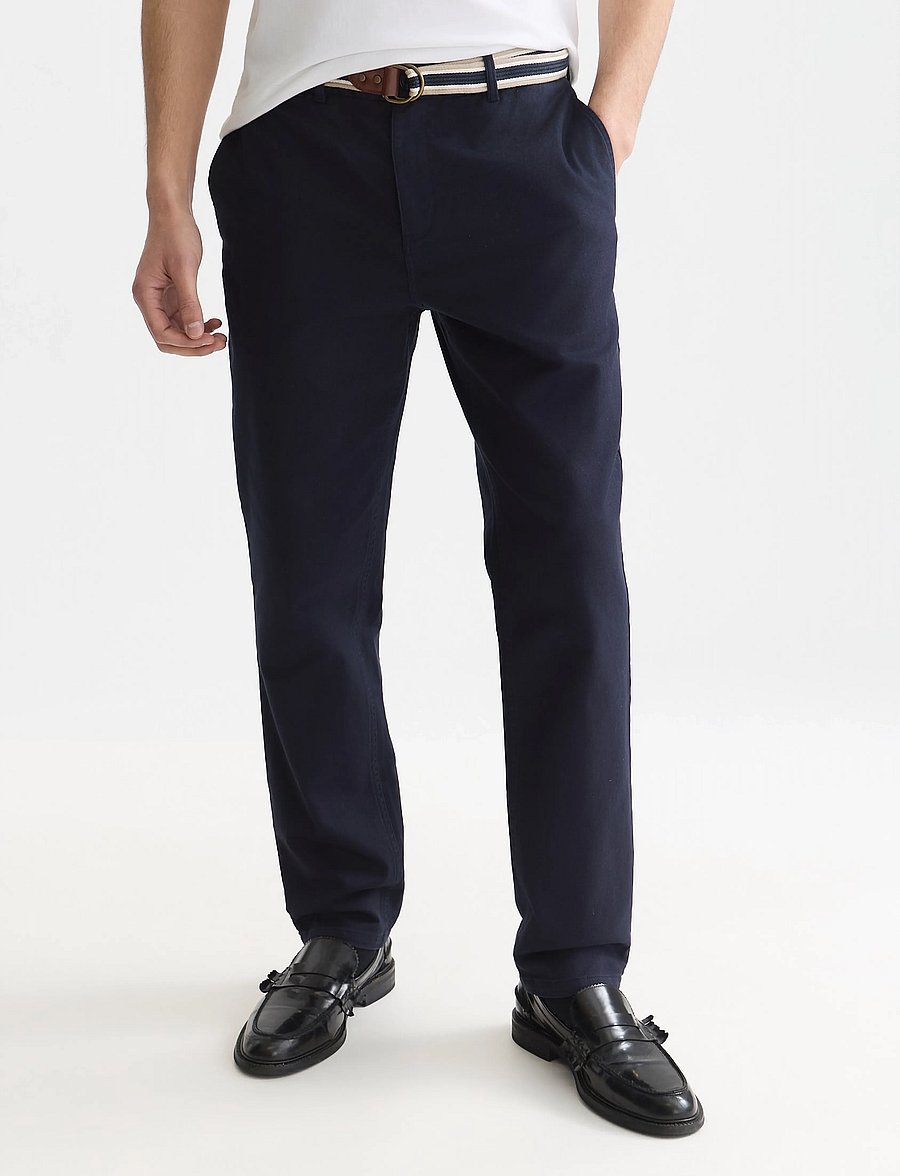 Scotch & Soda - Warren cotton blend twill belted chino - 401 sky captain - 0