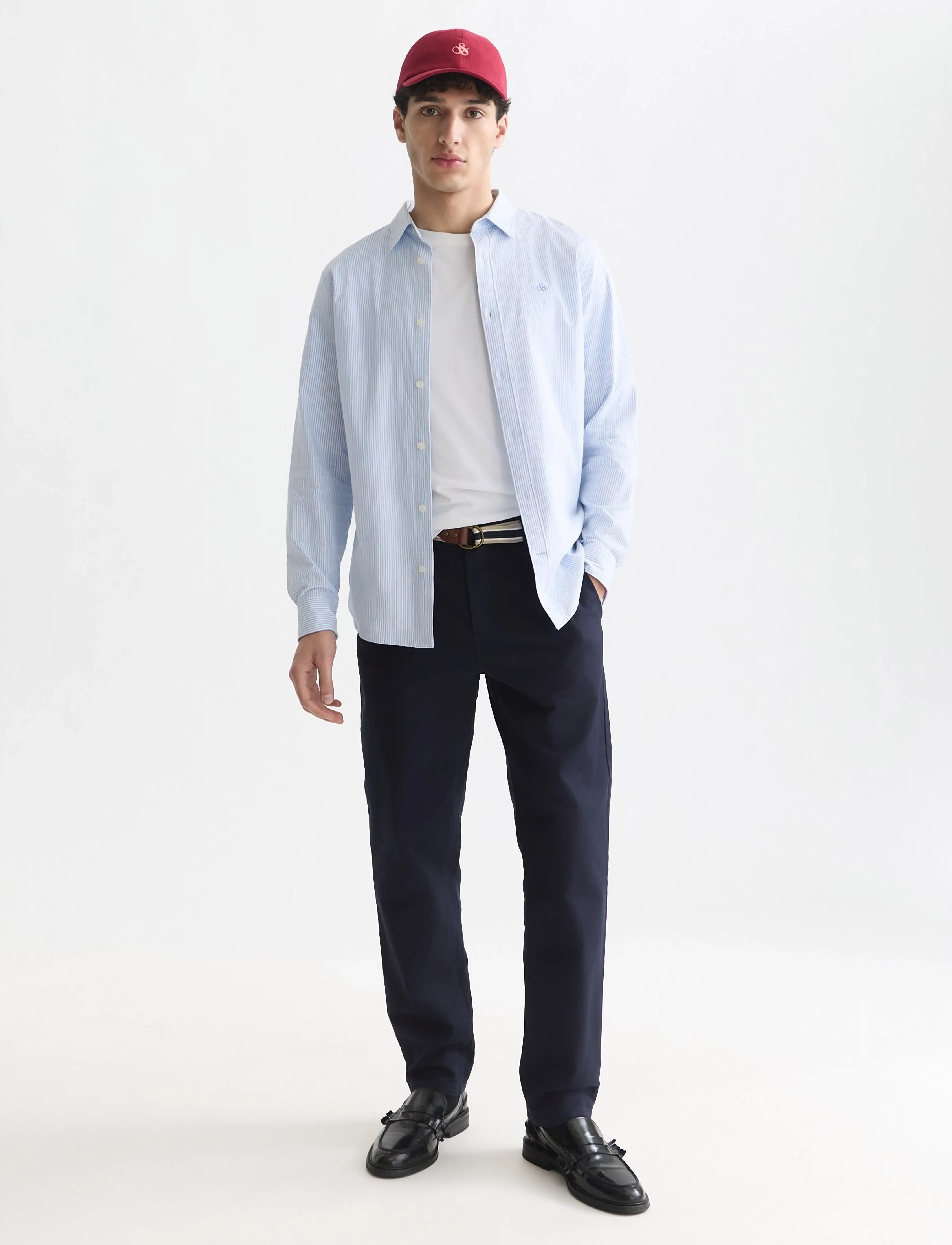 Scotch & Soda - Warren cotton blend twill belted chino - 401 sky captain - 5