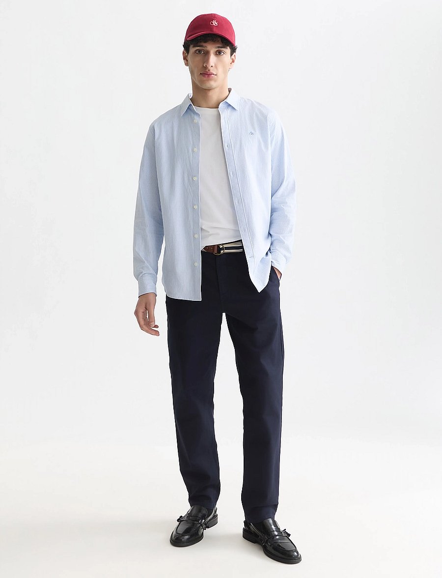 Scotch & Soda - Warren cotton blend twill belted chino - 401 sky captain - 5
