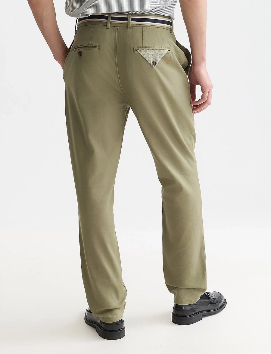Scotch & Soda - Warren cotton blend twill belted chino - casual bukser - oil green - 3