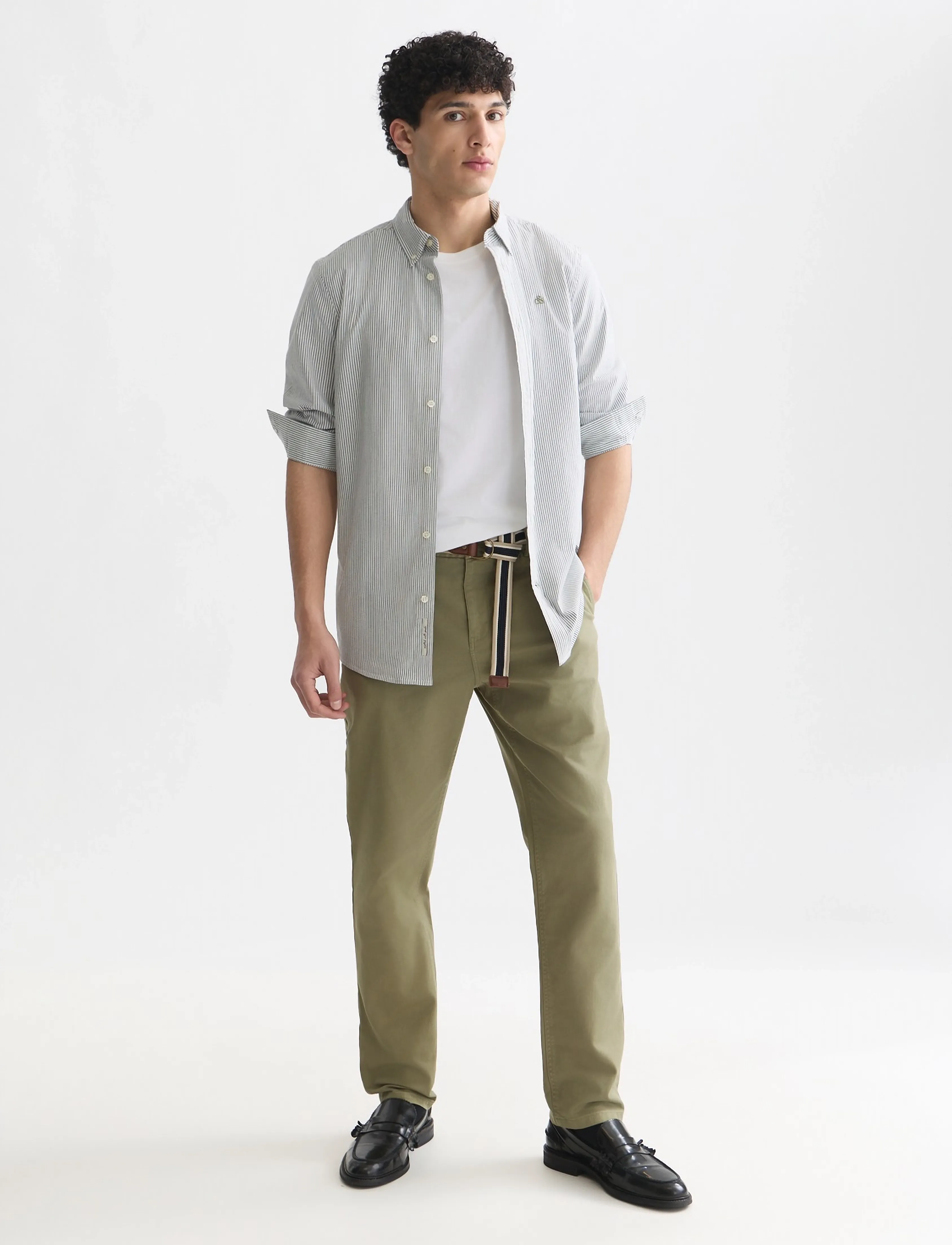 Scotch & Soda - Warren cotton blend twill belted chino - oil green - 5