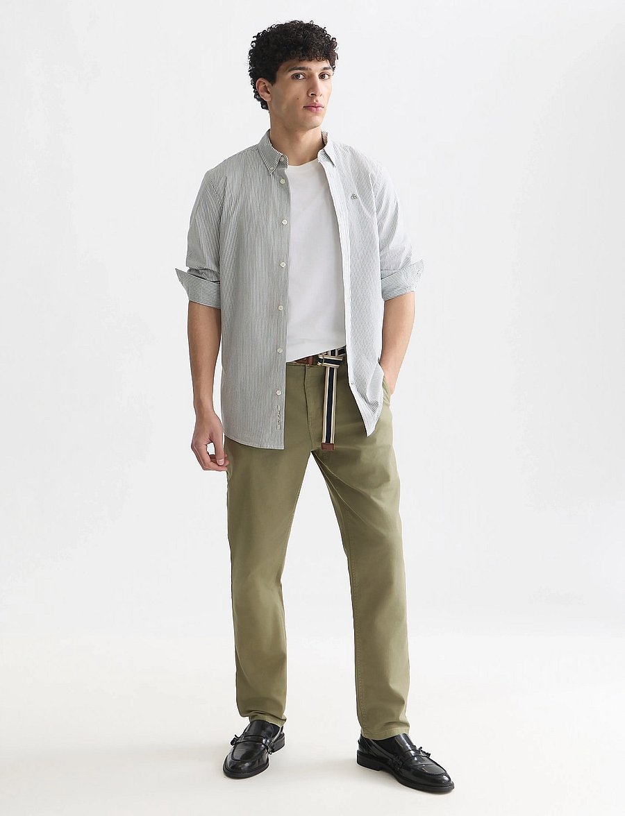 Scotch & Soda - Warren cotton blend twill belted chino - casual bukser - oil green - 5