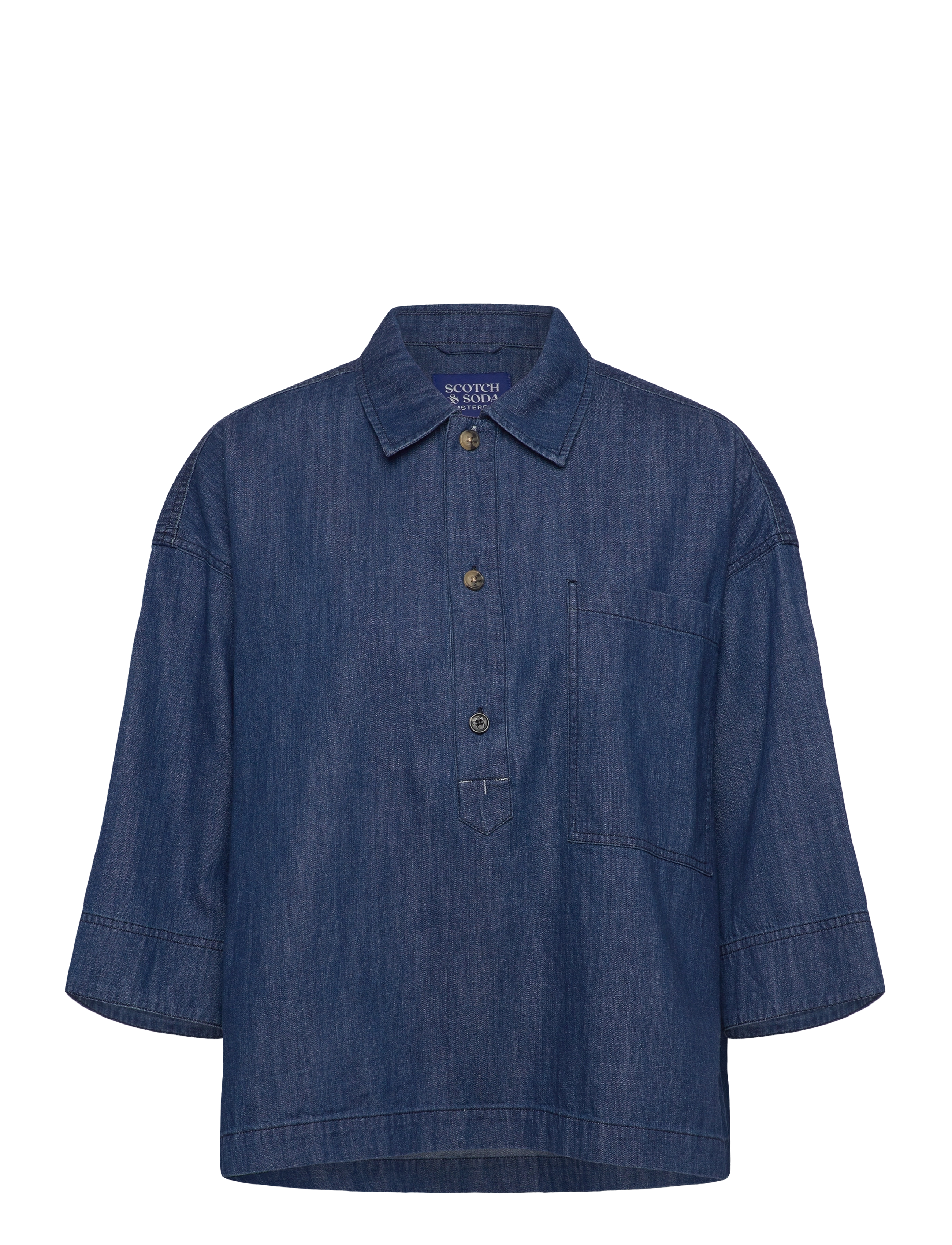 SCOTCH & SODA Lightweight Denim Popover Shirt Navy - 40 - Damen