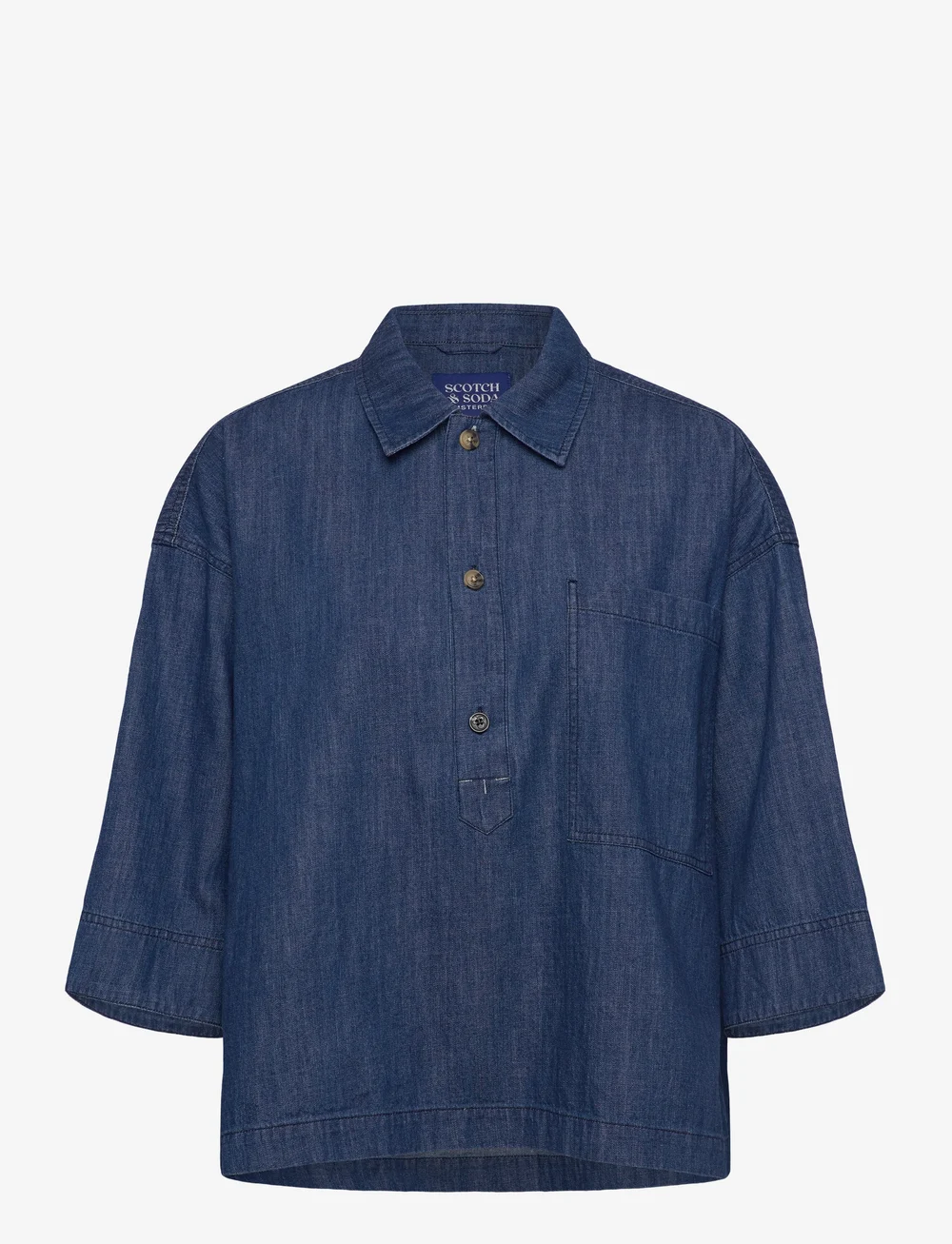 Scotch & Soda - Lightweight denim popover shirt - jeanshemden - washed indigo - 0
