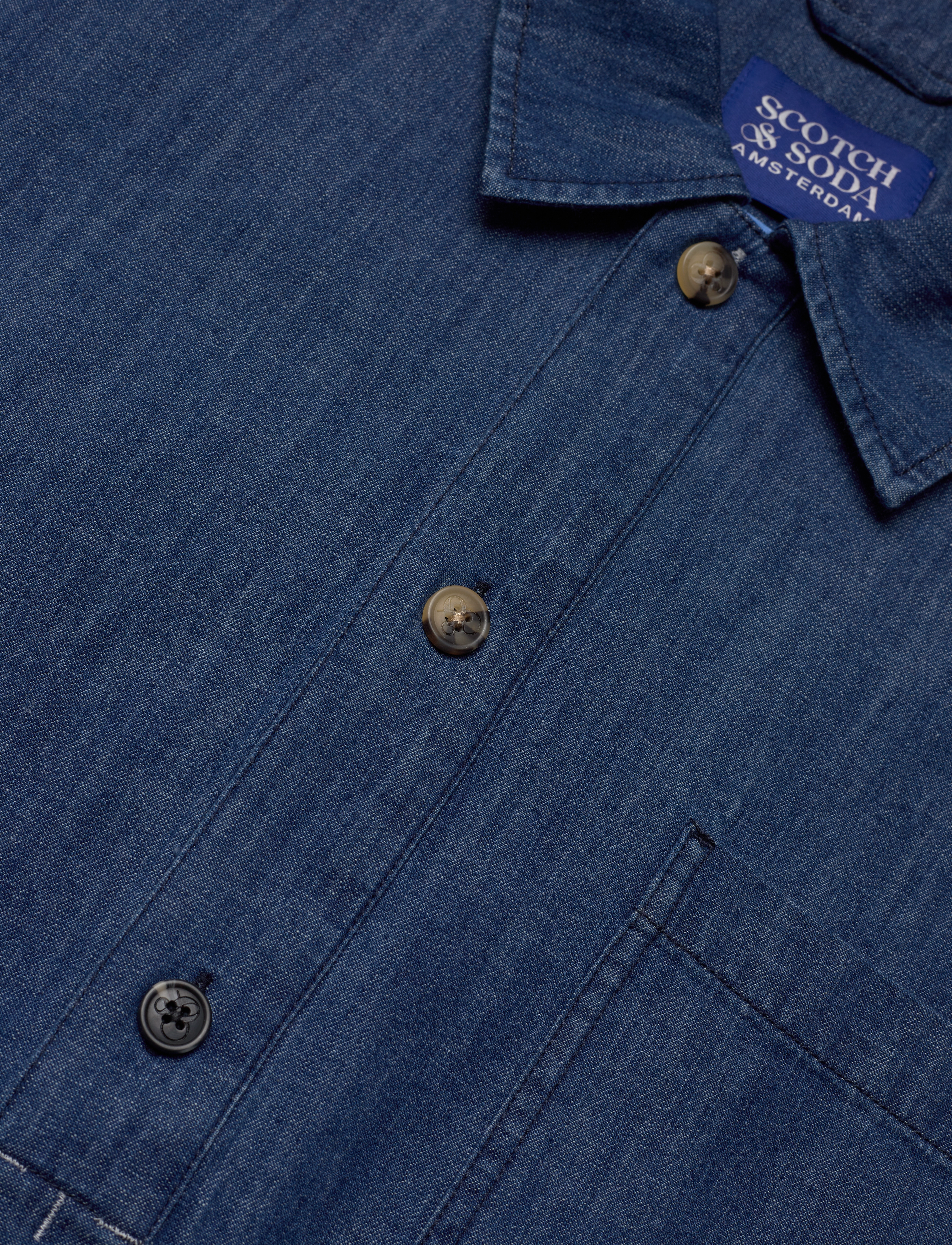 Scotch & Soda - Lightweight denim popover shirt - džinsa krekli - washed indigo - 2