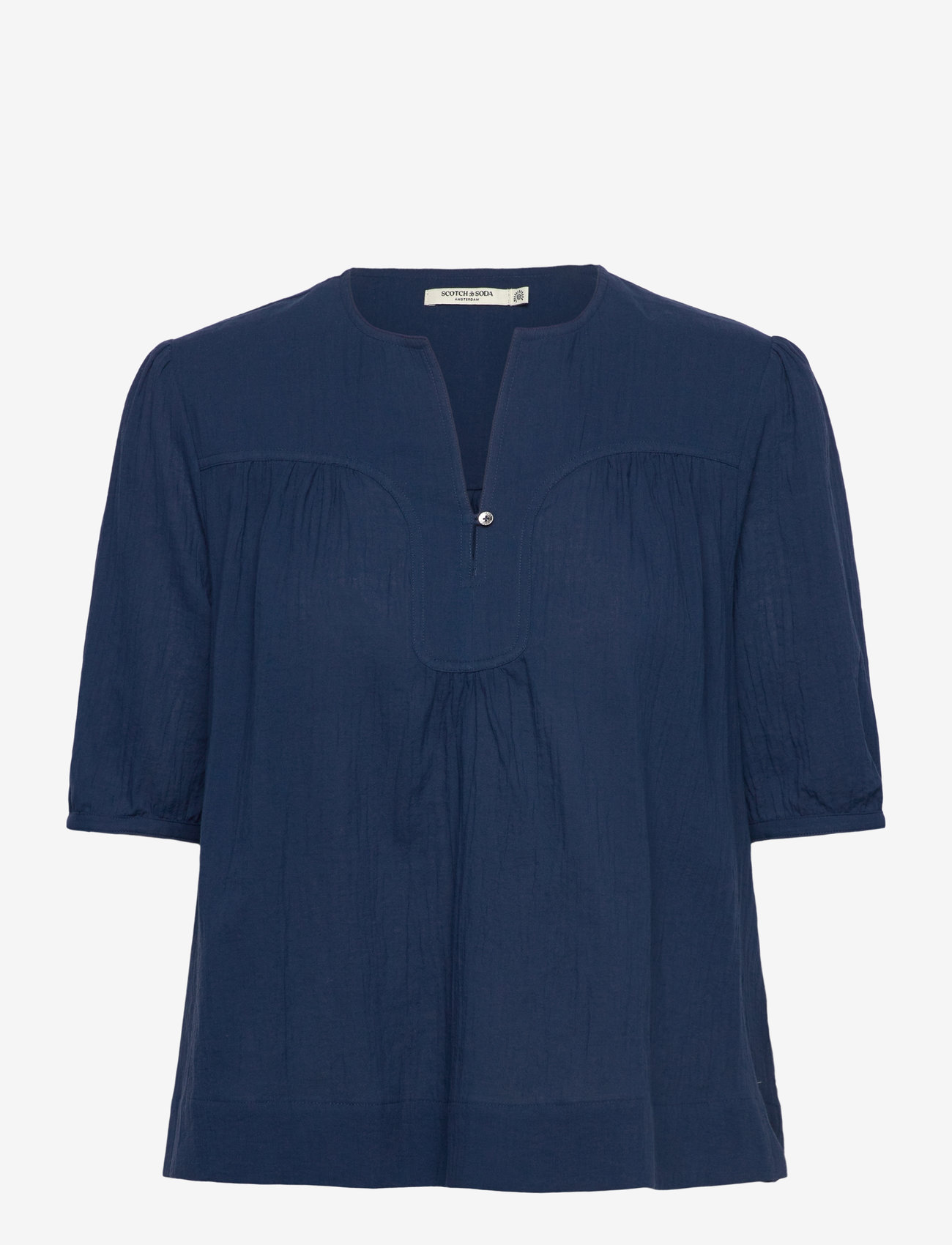 Scotch & Soda - Printed short sleeve top - kurzämlige blusen - atlantic blue - 0
