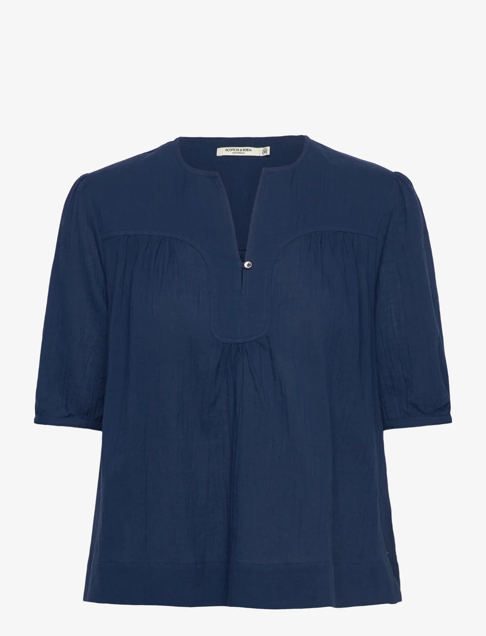 Scotch & Soda - Printed short sleeve top - kurzämlige blusen - atlantic blue - 0
