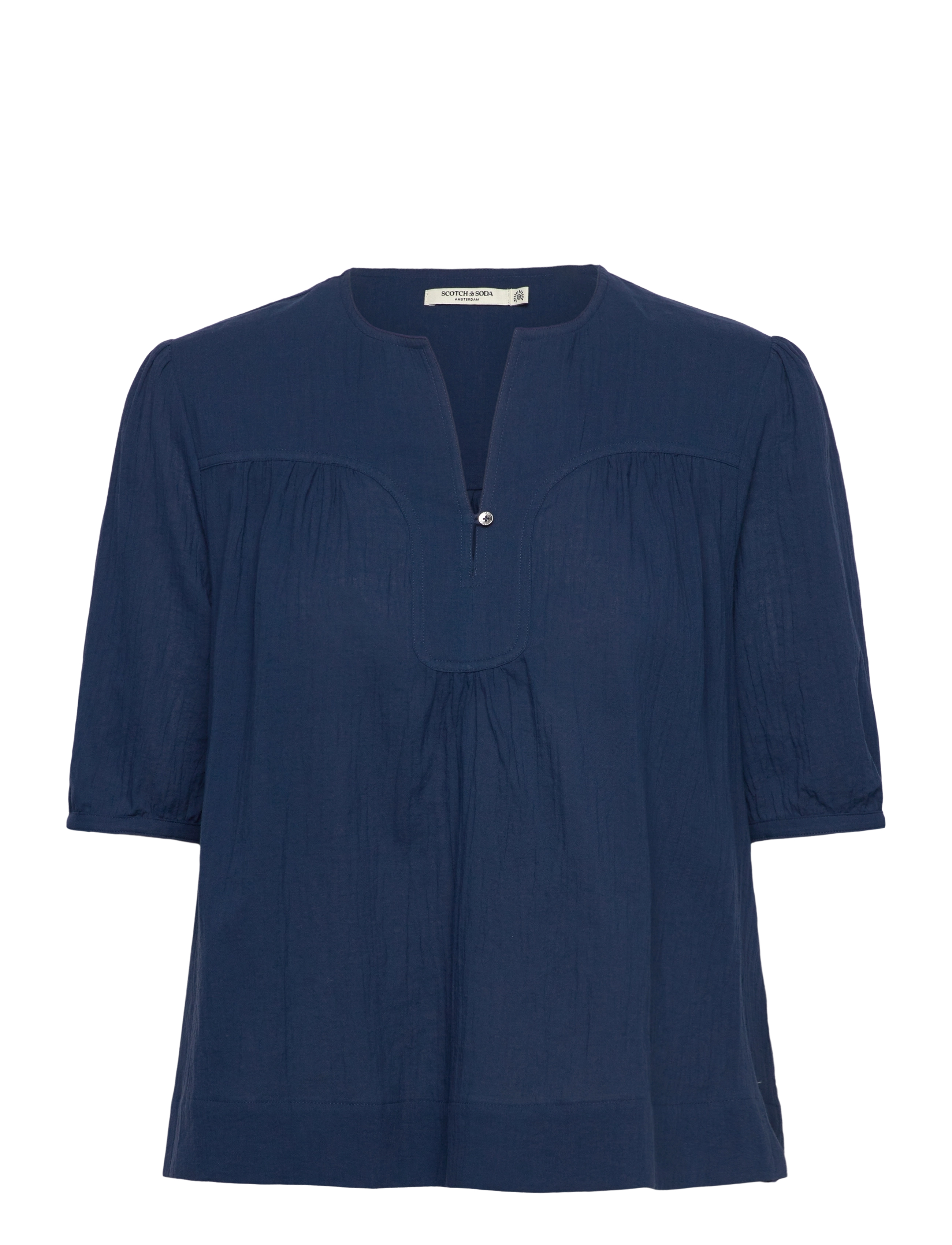 Scotch & Soda Printed short sleeve top - Bluser - ATLANTIC BLUE / navy