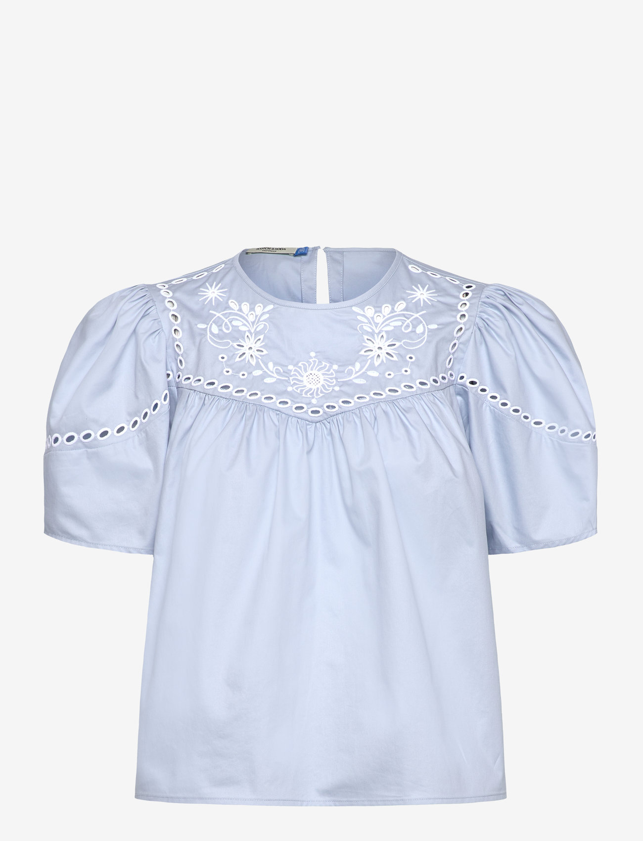 Scotch & Soda - Cotton twill embroidered top - shirting blue - 0