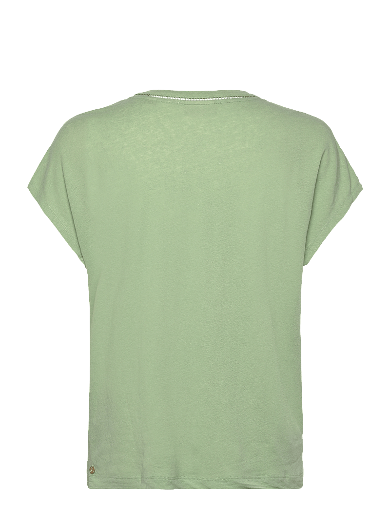 Scotch & Soda - Cotton linen V-neck T-shirt - t-paidat - pistachio - 1