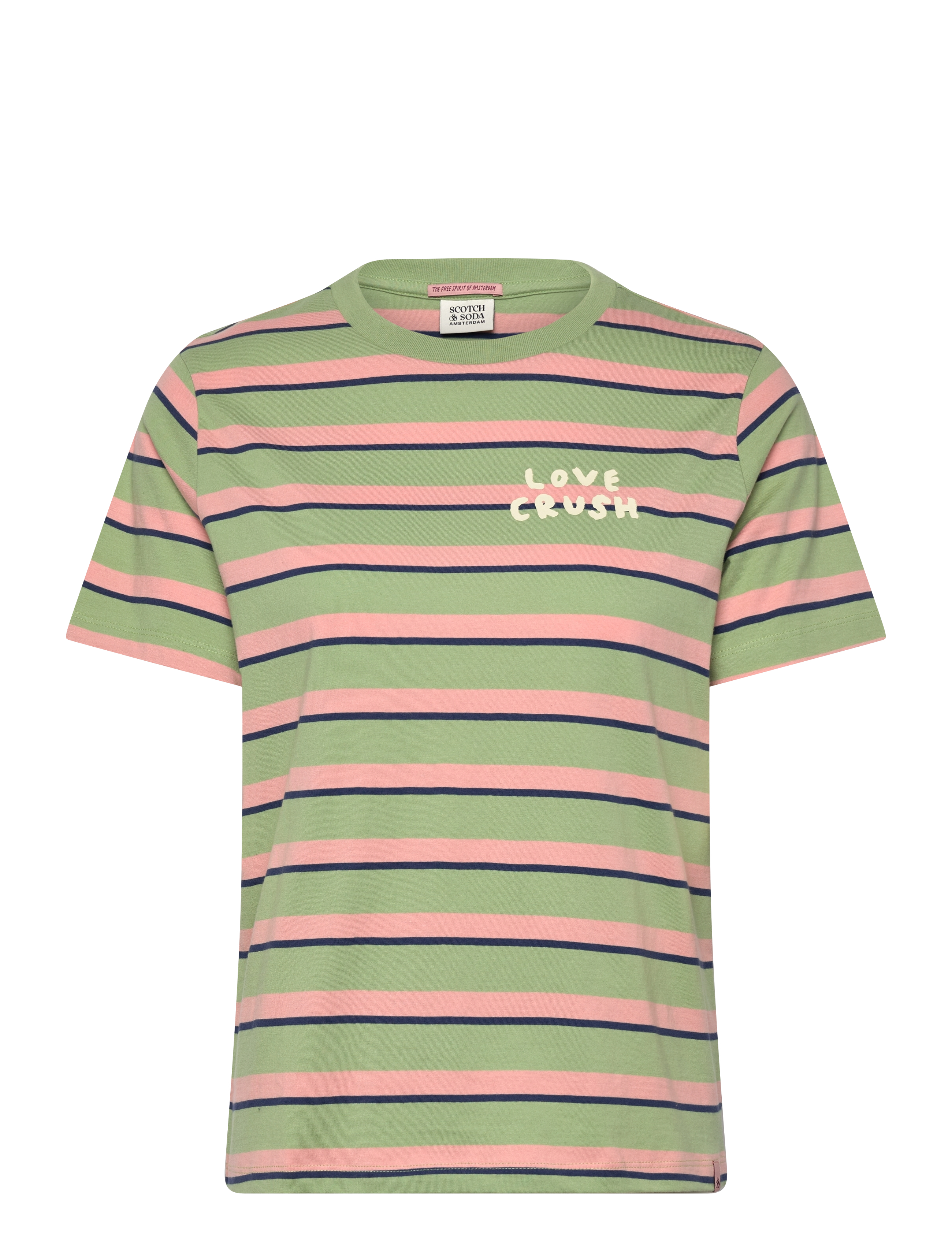 Scotch & Soda - Yarn dye striped regular fit T-shirt - pistacchio/ peach stripe - 0