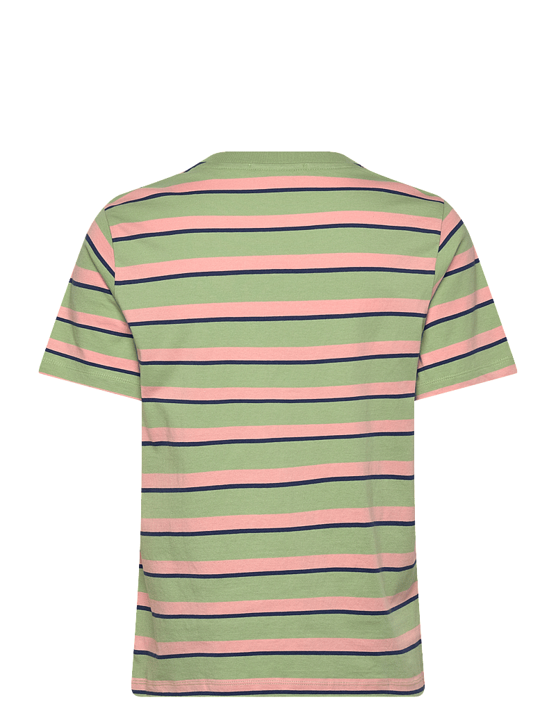 Scotch & Soda - Yarn dye striped regular fit T-shirt - t-shirts - pistacchio/ peach stripe - 1