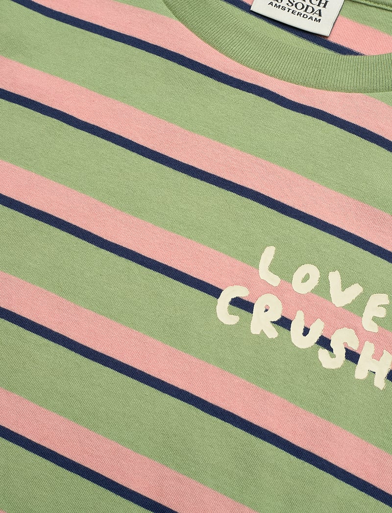 Scotch & Soda - Yarn dye striped regular fit T-shirt - t-shirts - pistacchio/ peach stripe - 2