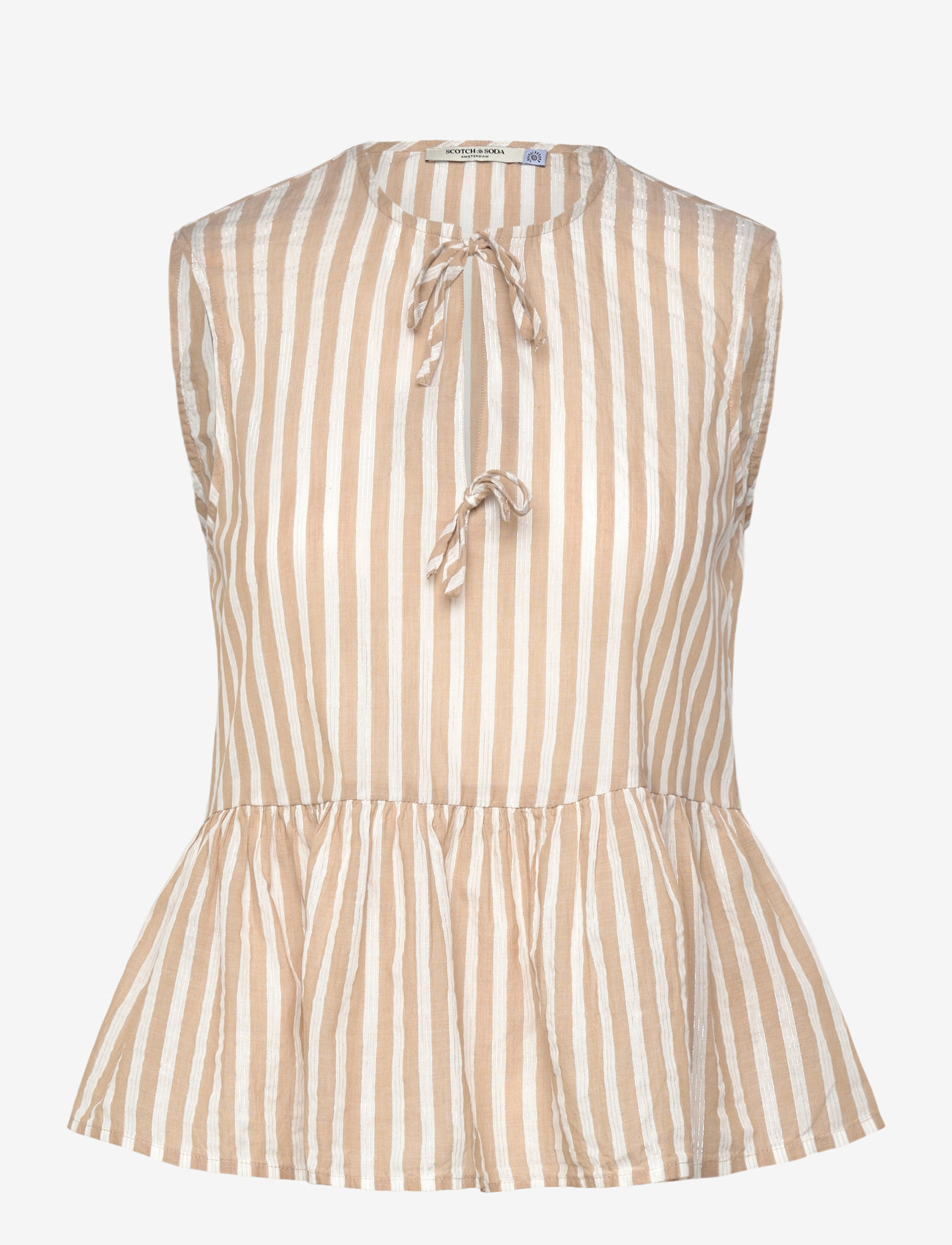 Scotch & Soda - Bow Details Top - Ærmeløse bluser - desert sand stripe with lurex - 0