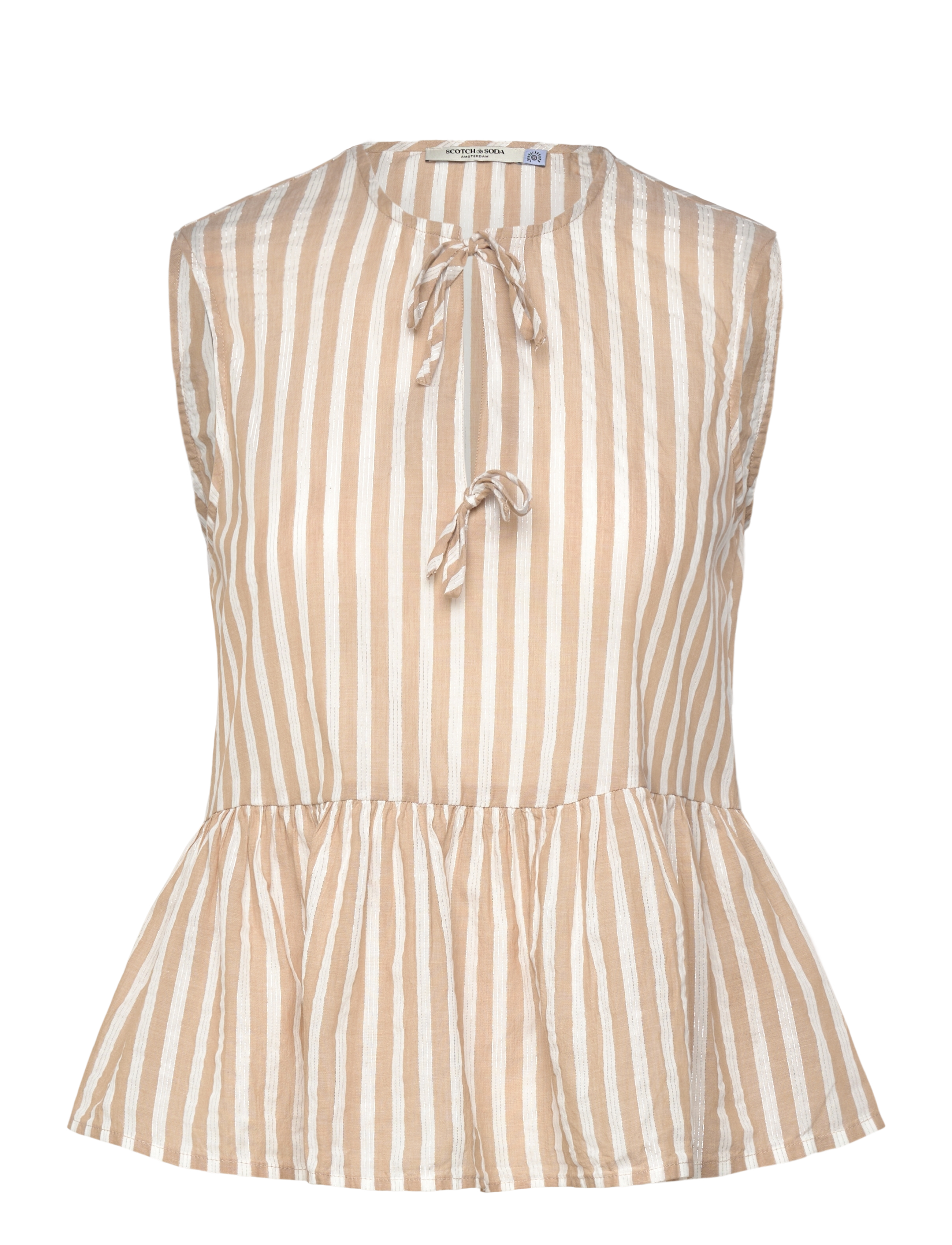Scotch & Soda Bow Details Top - Bluser - DESERT SAND STRIPE WITH LUREX / beige