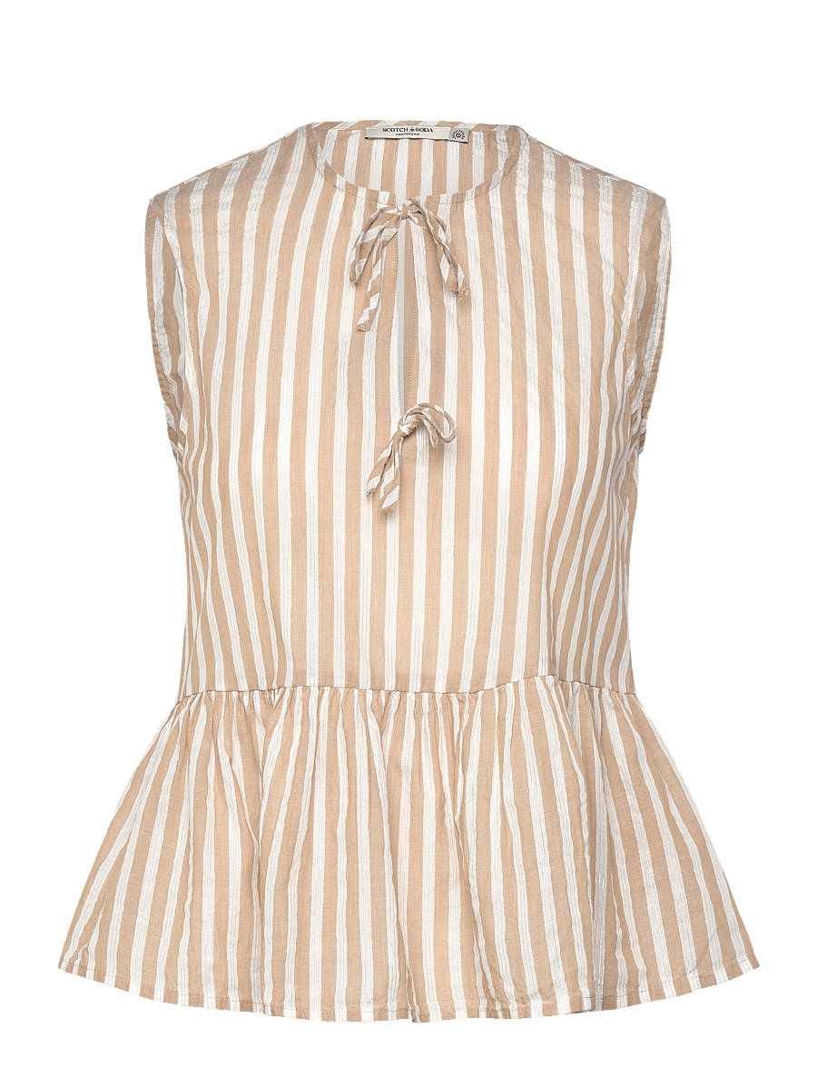 Scotch & Soda - Bow Details Top - Ærmeløse bluser - desert sand stripe with lurex - 0