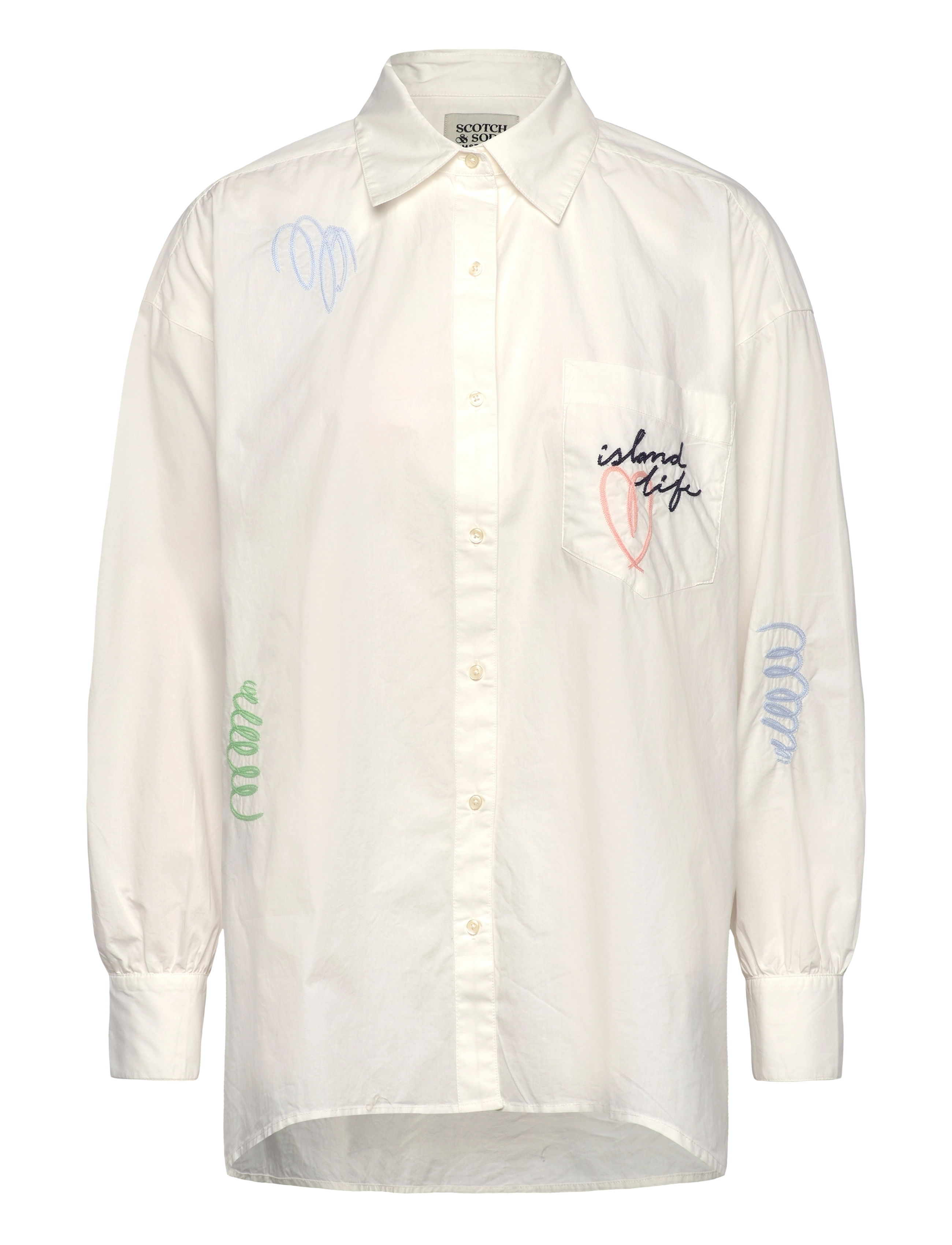 Scotch & Soda Embroidered Poplin Shirt, 36, White, Skjorter > Langærmede, Dame