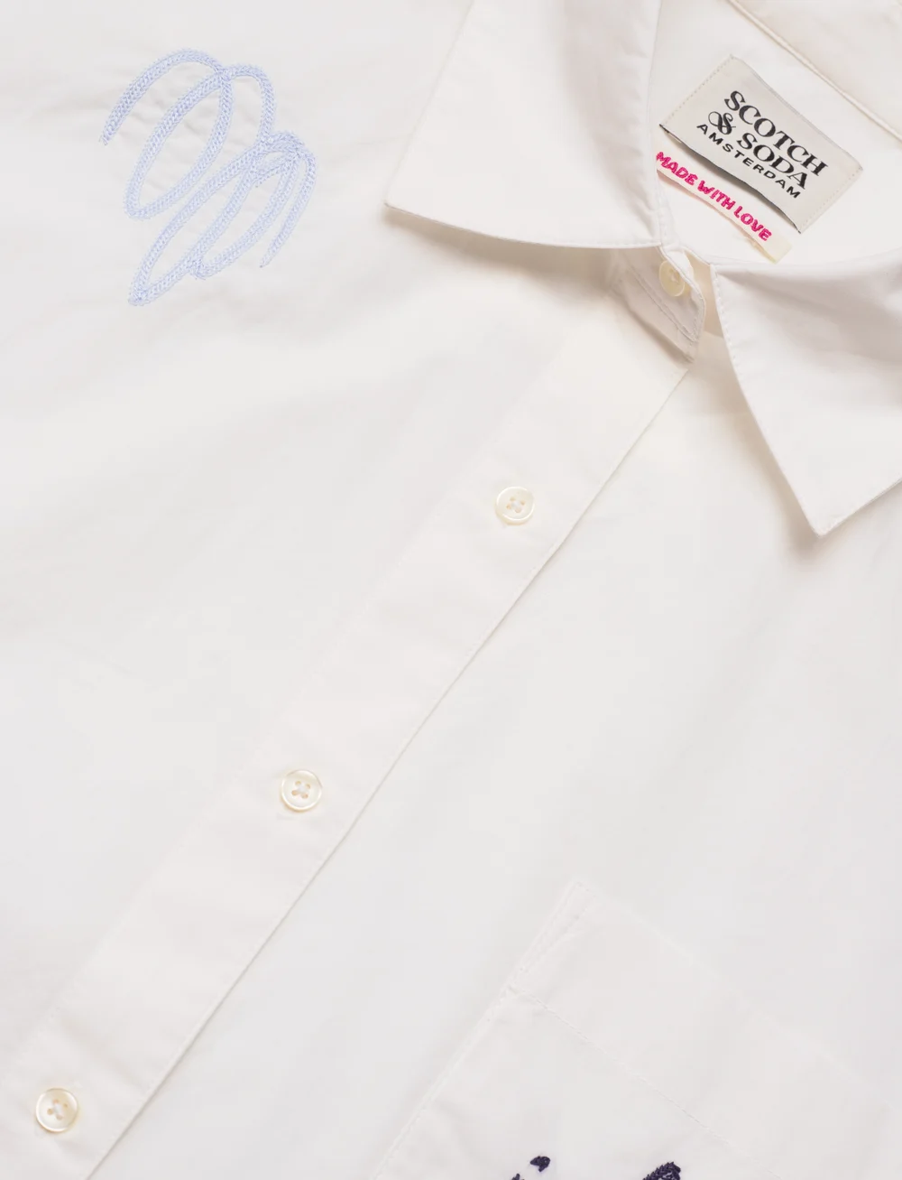 Scotch & Soda - Embroidered poplin shirt - langärmlige hemden - white - 2