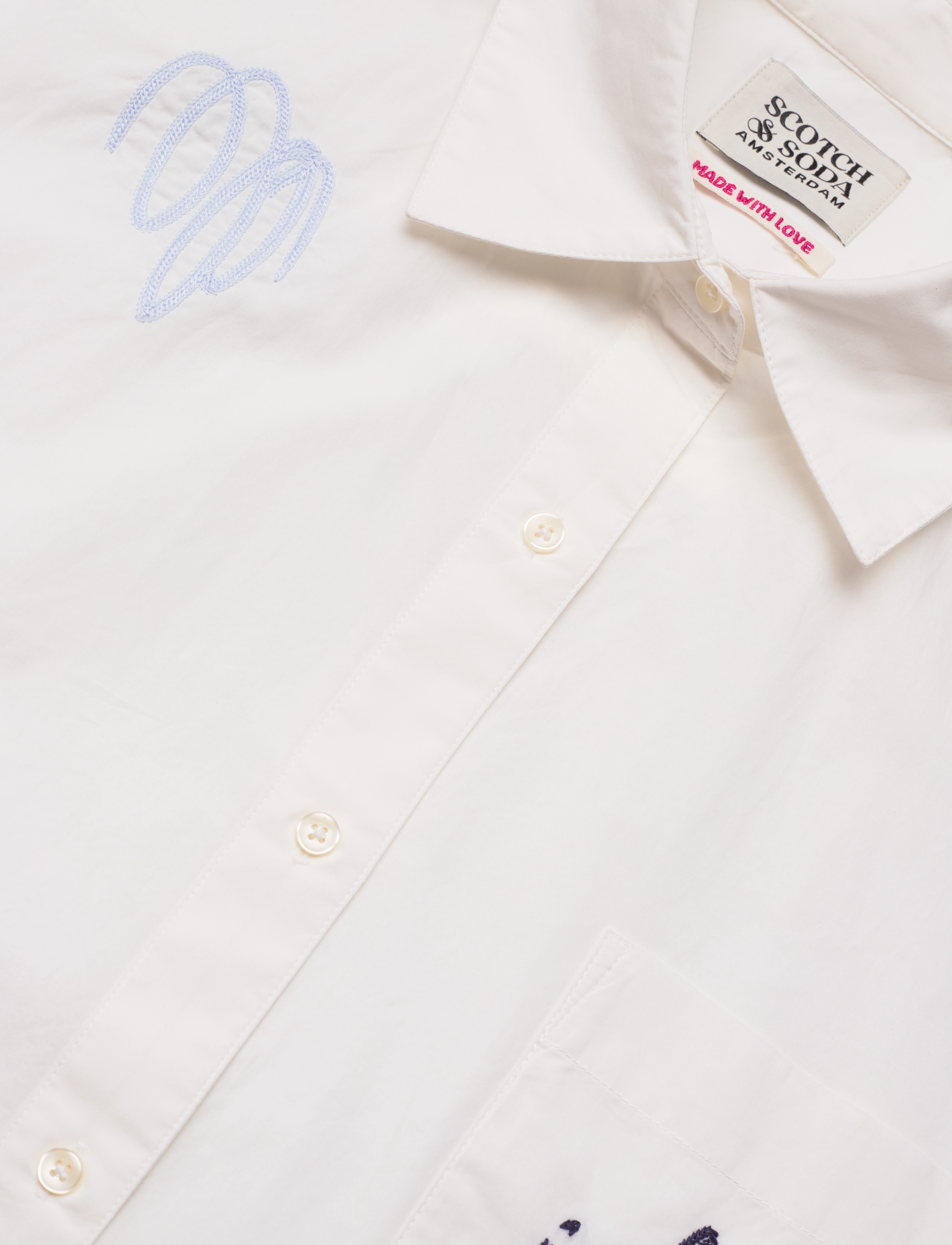 Scotch & Soda - Embroidered poplin shirt - pikkade varrukatega särgid - white - 2