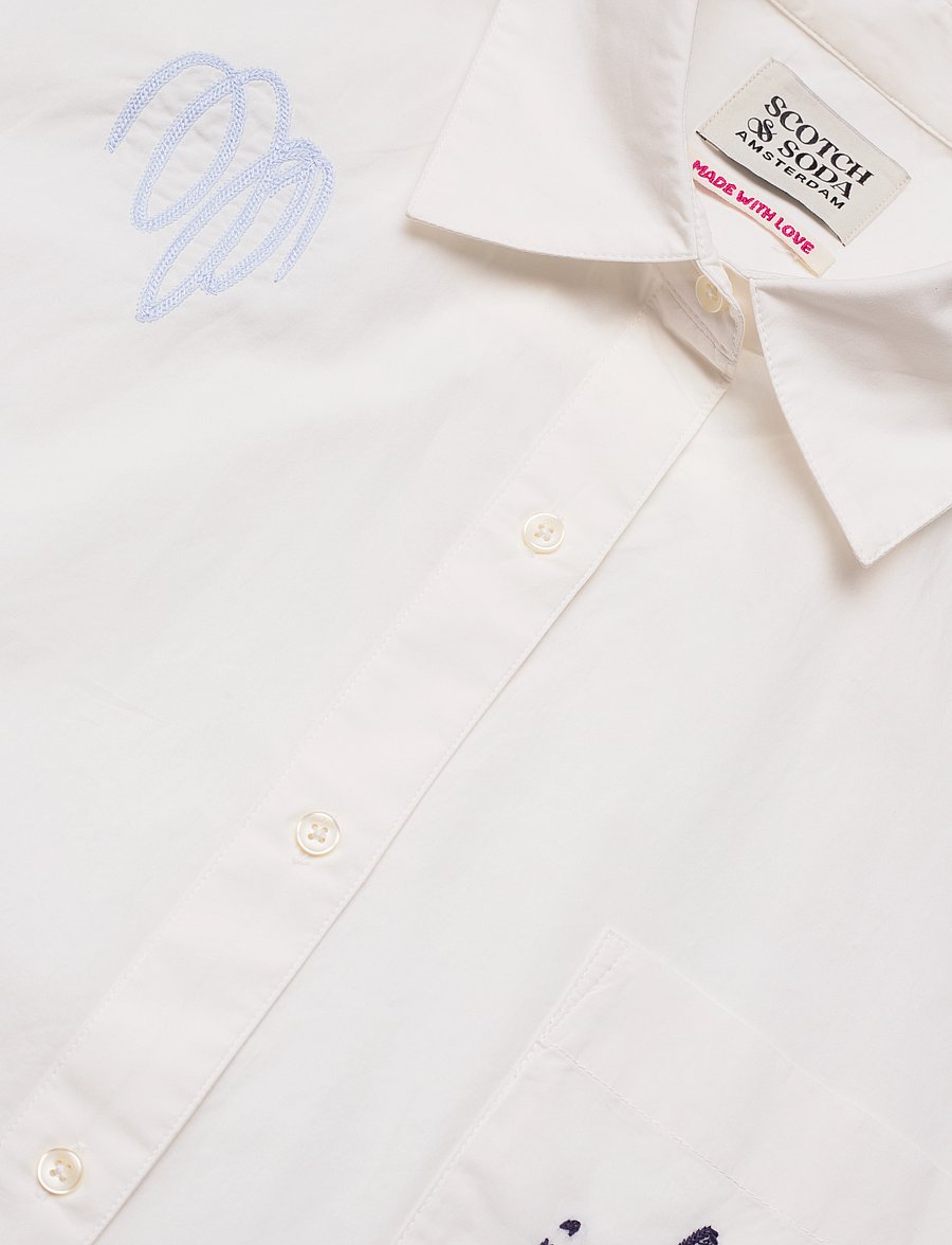 Scotch & Soda - Embroidered poplin shirt - chemises à manches longues - white - 2
