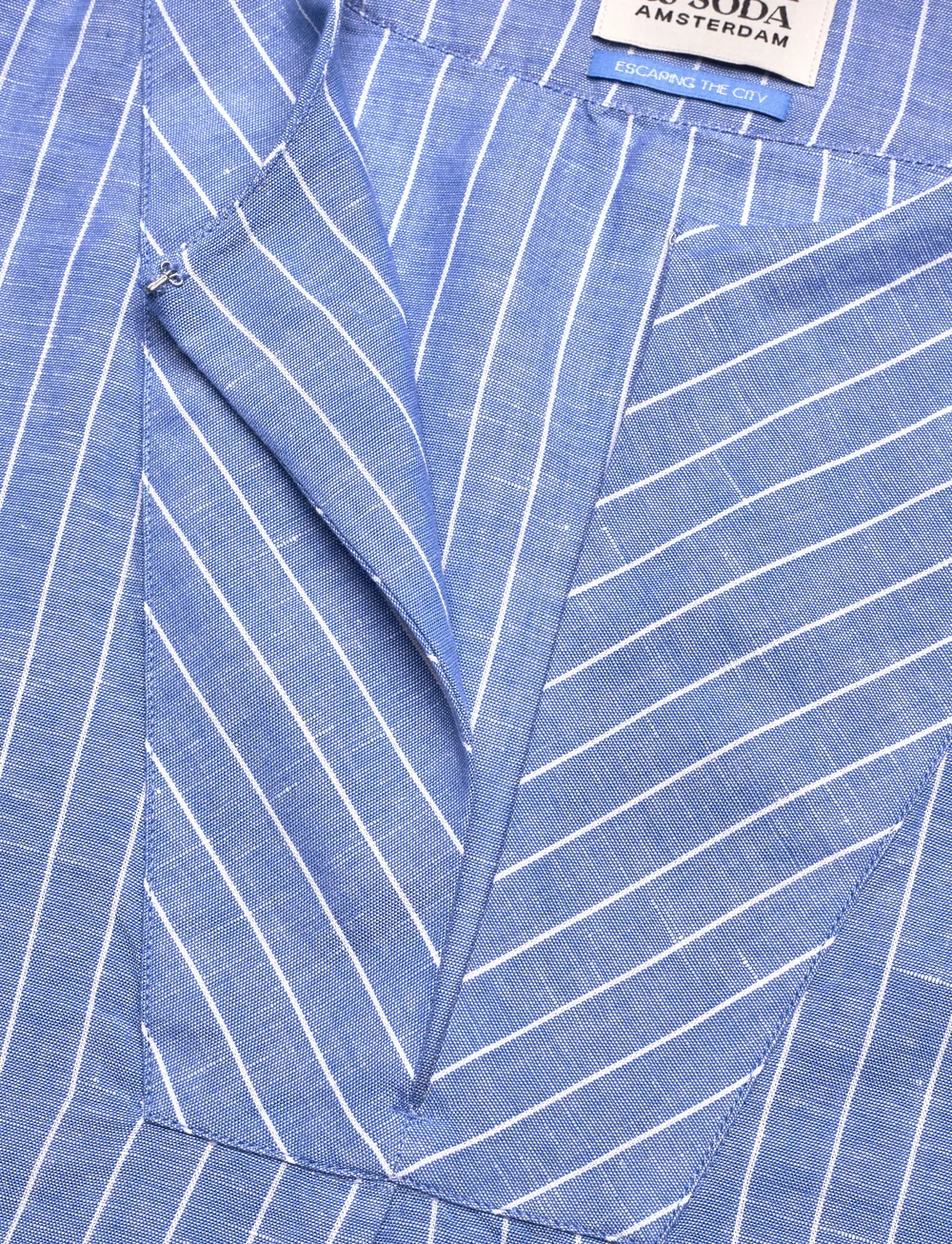 Scotch & Soda - Cotton Linen bib shirt - leinenhemden - blue and white pin stripe - 2