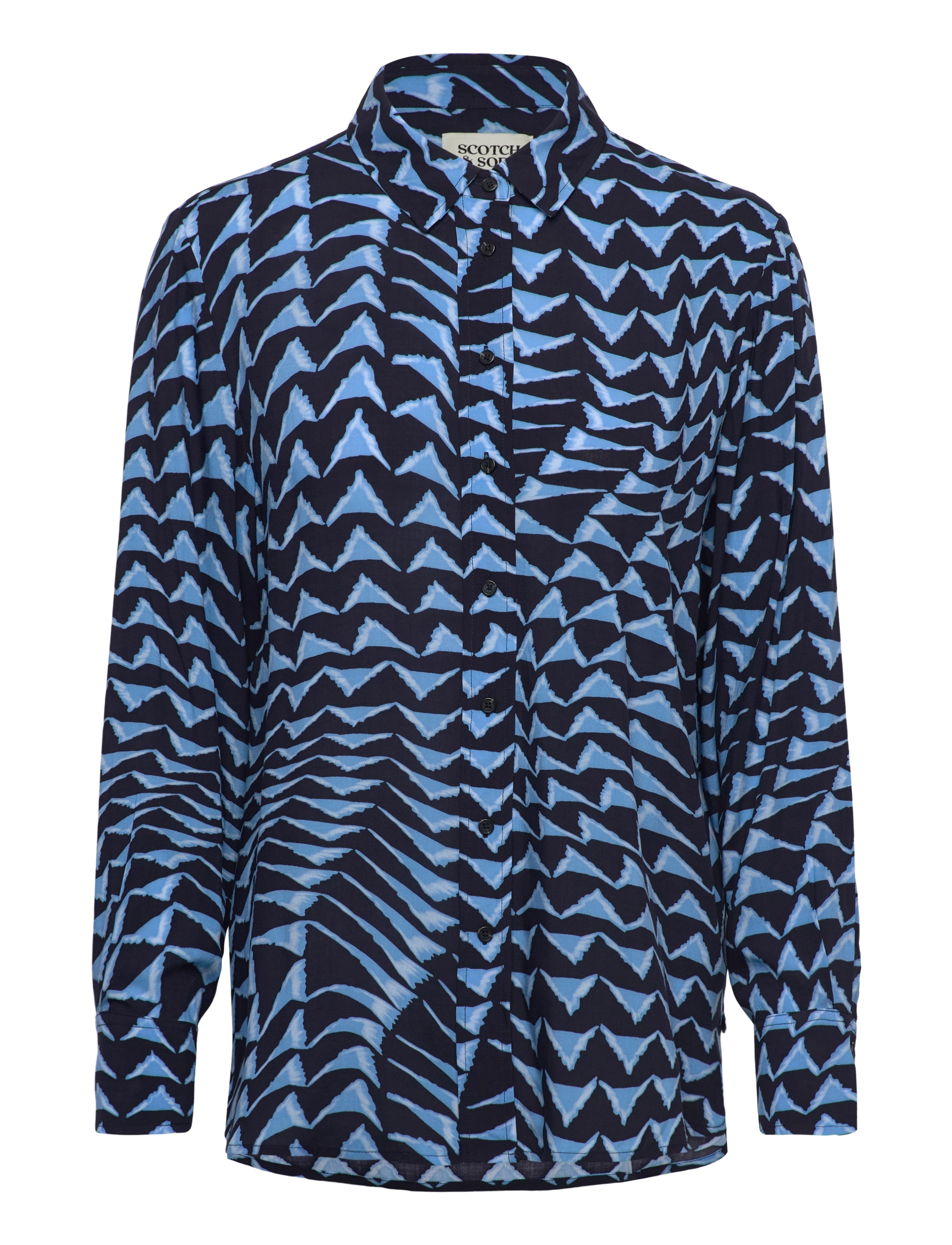 SCOTCH & SODA Printed Relaxed Fit Shirt Blau - 36 - Damen
