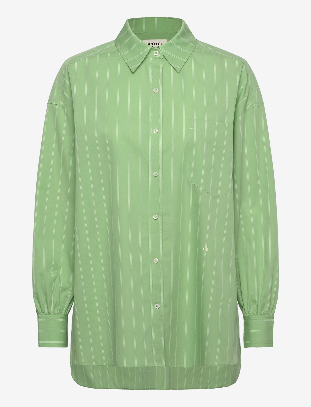 Scotch & Soda - Striped girlfriend shirt - pikkade varrukatega särgid - pistachio/ soft ice stripe - 0