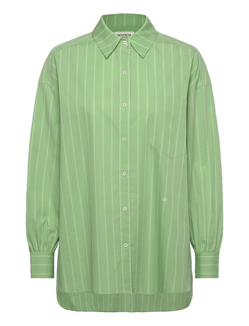 Scotch & Soda - Striped girlfriend shirt - pikkade varrukatega särgid - pistachio/ soft ice stripe - 0