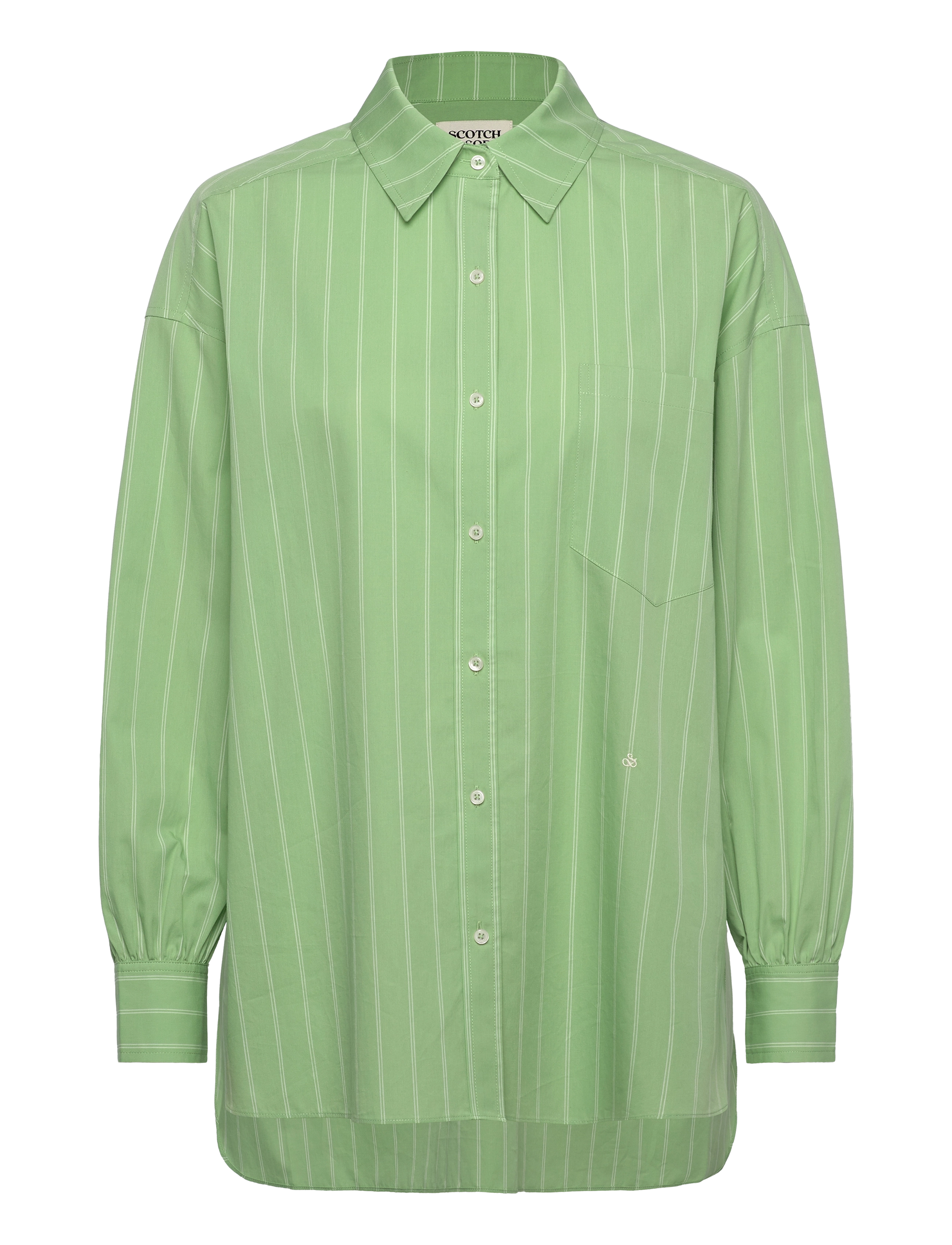 Scotch & Soda Striped girlfriend shirt - Tøj - PISTACHIO/ SOFT ICE STRIPE / green