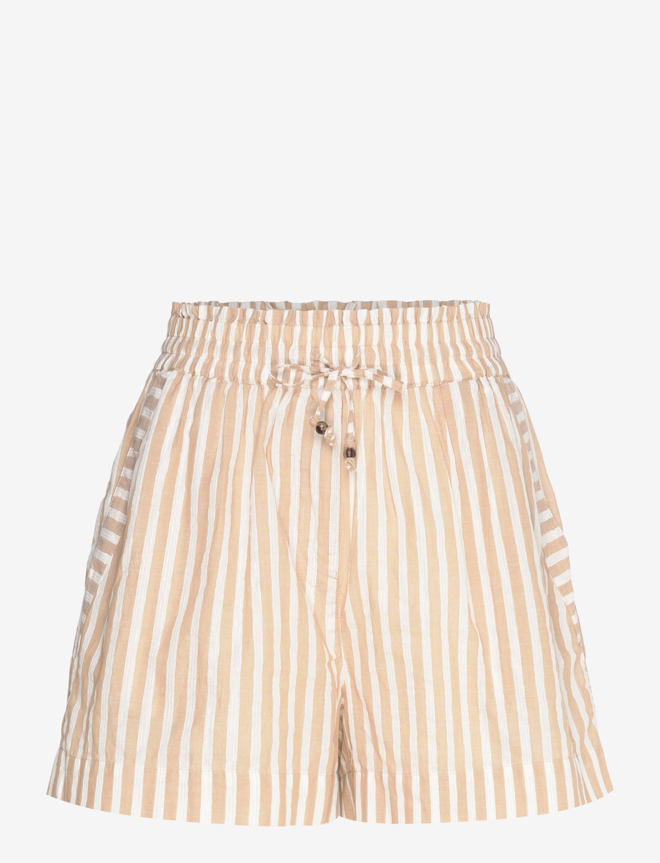 Scotch & Soda - High rise Lurex stripe printed shorts - afslappede shorts - desert sand stripe with lurex - 0