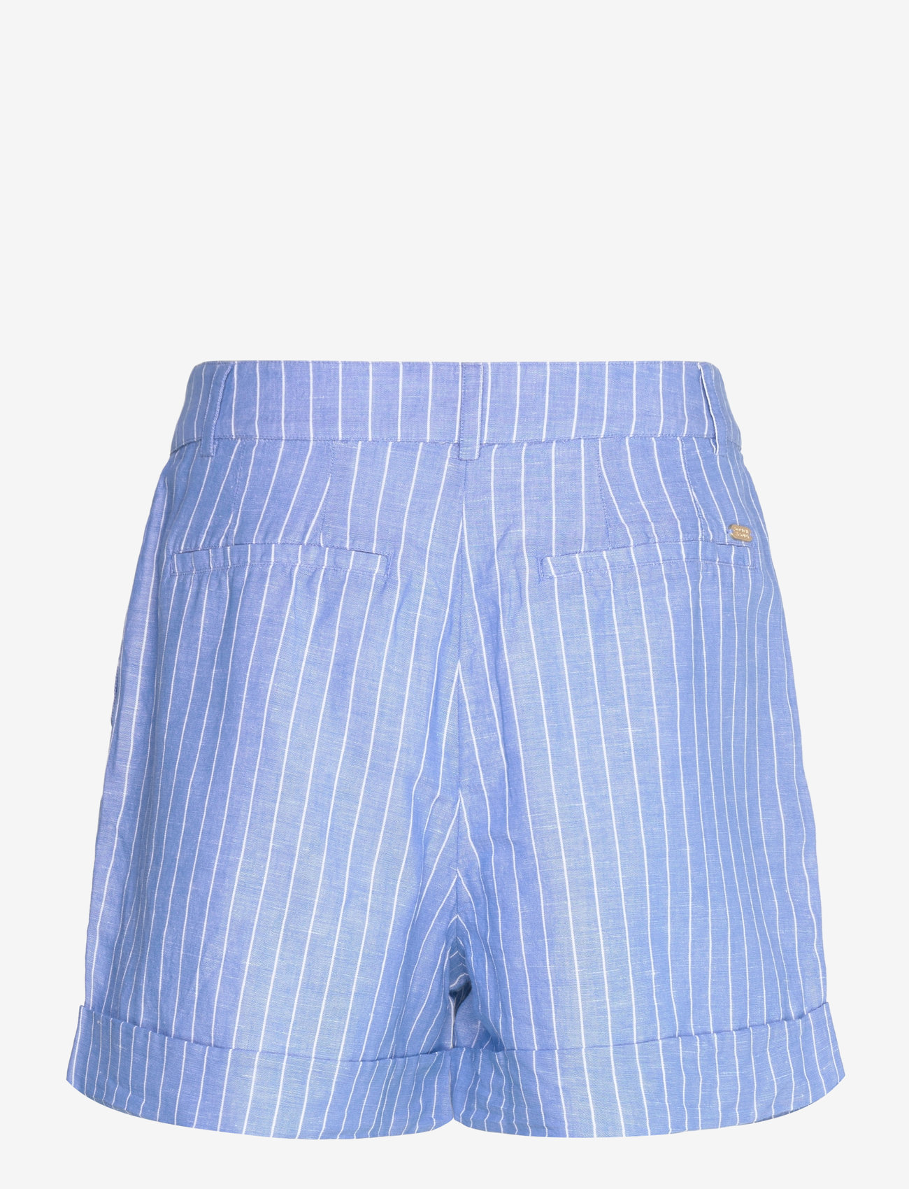 Scotch & Soda - High rise linen printed shorts - afslappede shorts - blue and white pin stripe - 1
