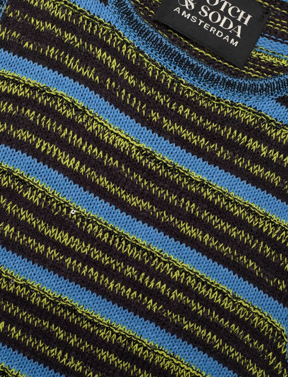 Scotch & Soda - Sequin stripe knitted dress - stickade klänningar - washed black - 3