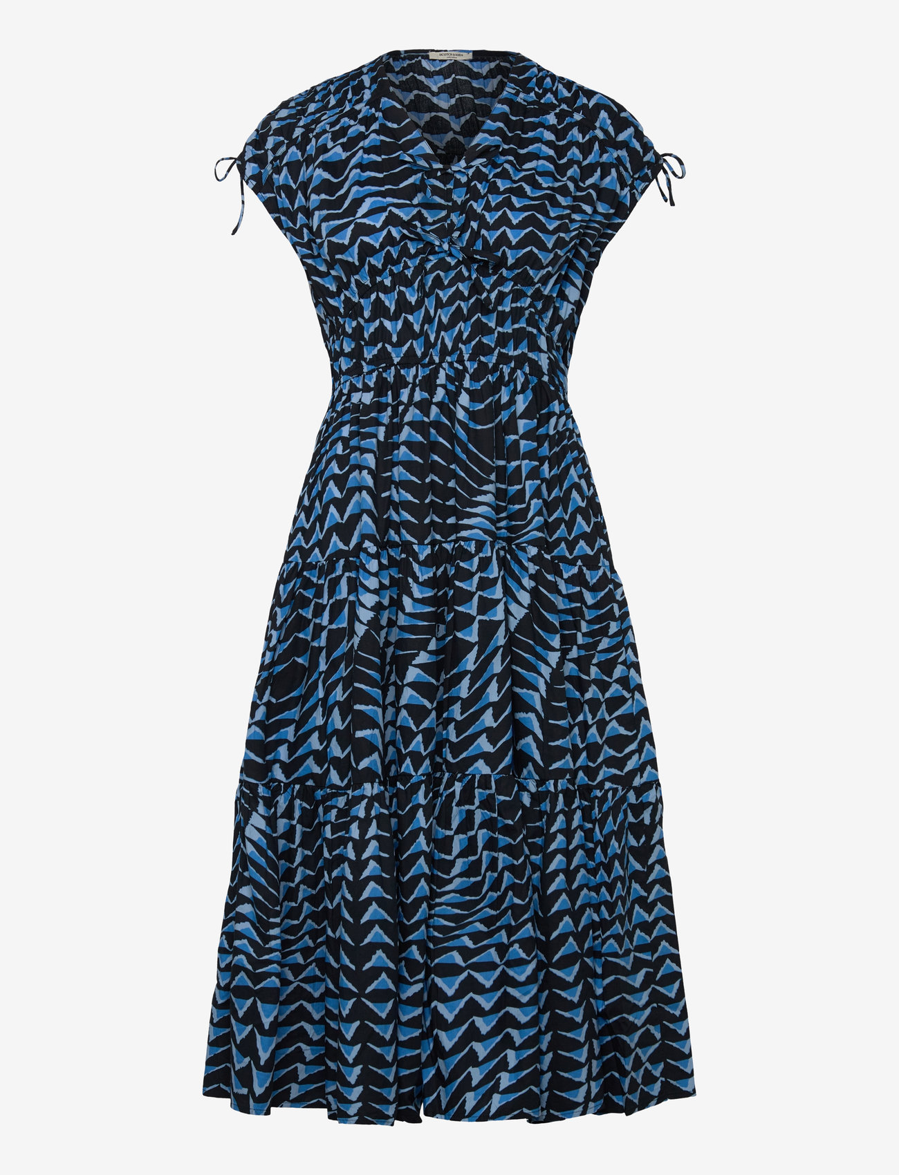 Scotch & Soda - Tiered poplin midi dress - suvekleidid - house of mirrors blue - 0