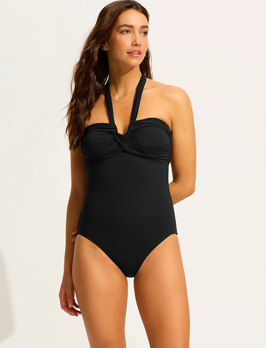 Seafolly - S.Collective Halter Bandeau One Piece - kostiumy kąpielowe - black - 0