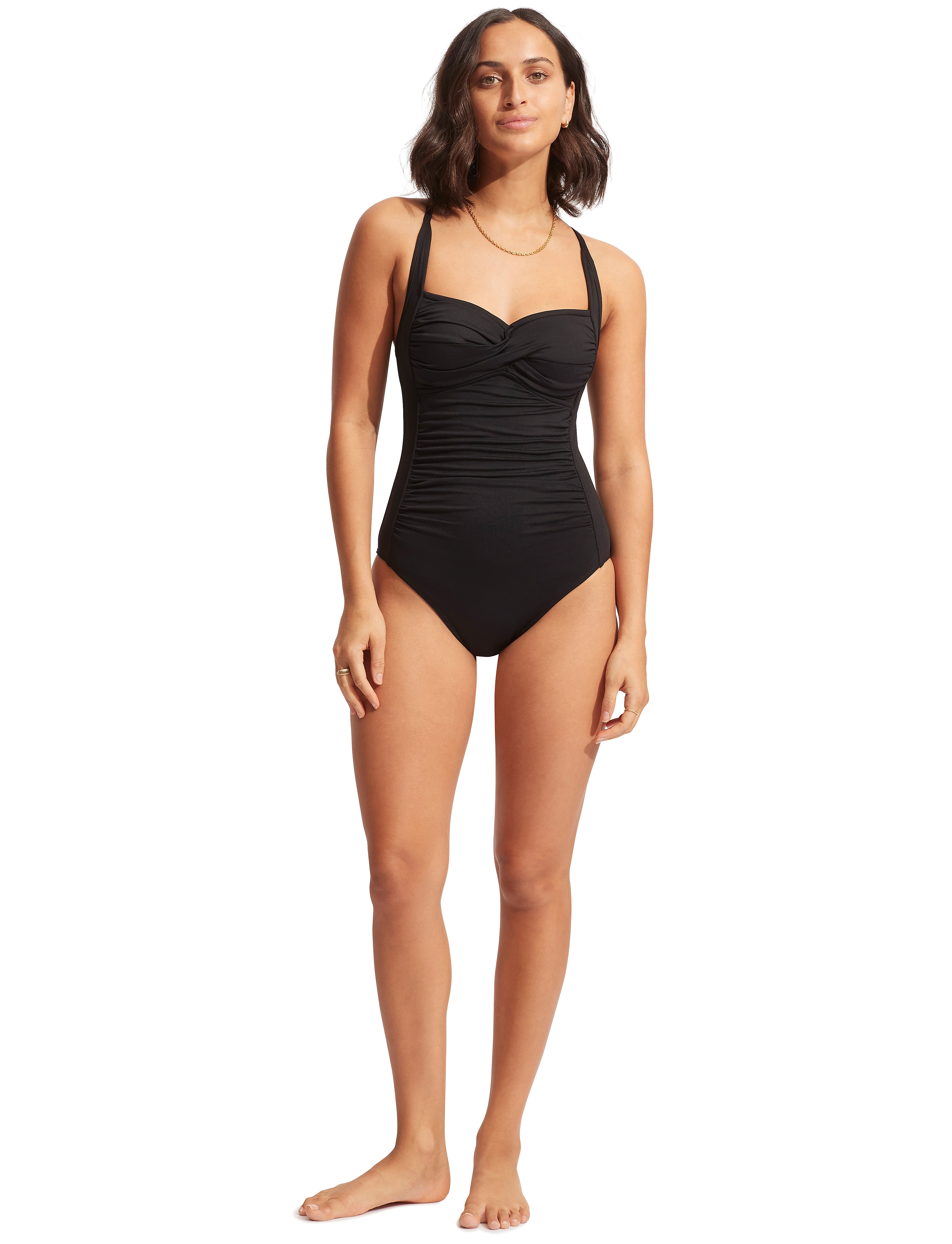 Seafolly Collective Twist Halter One Piece, 42, Bademode, Schwarz - Swimsuits, Frauen