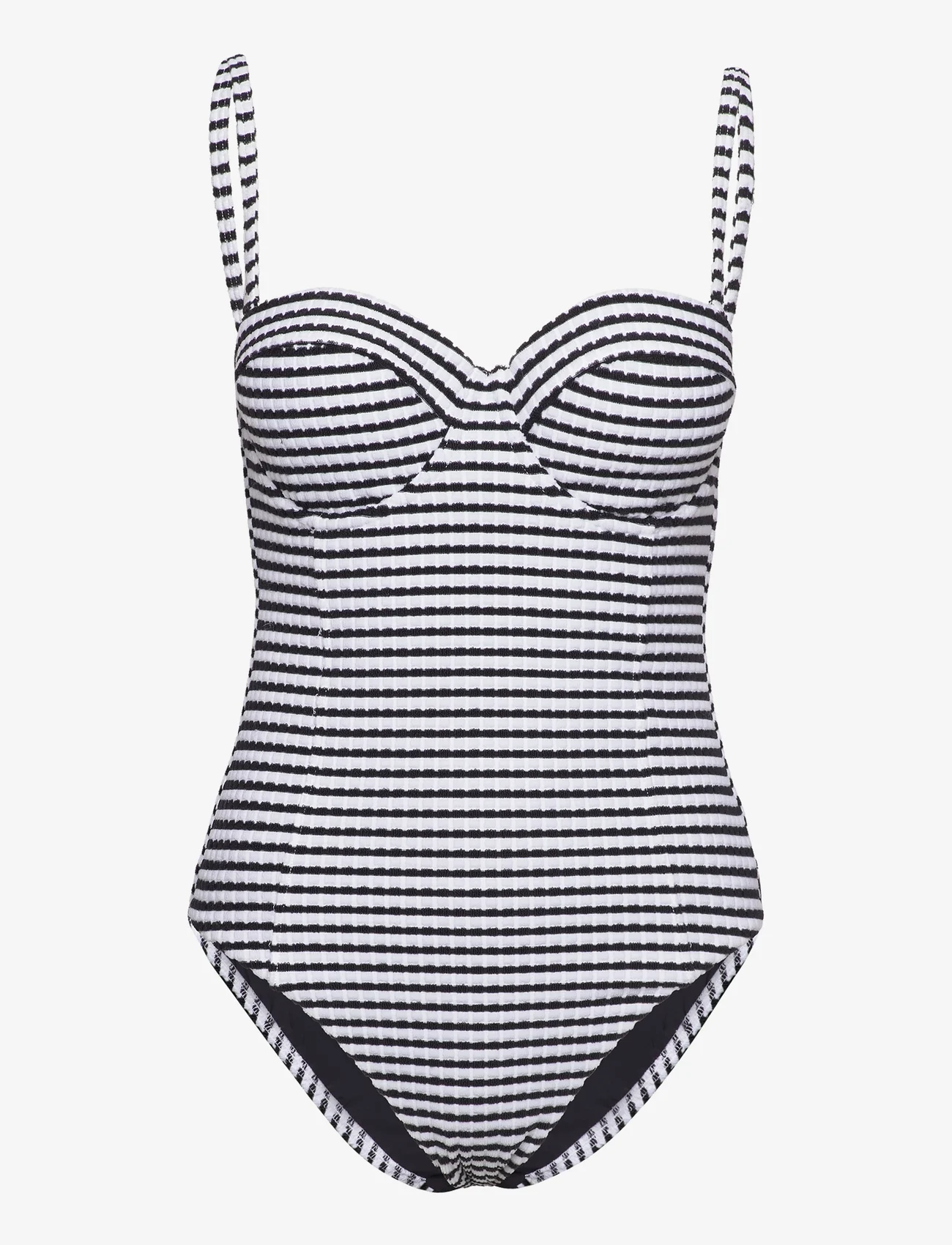 Seafolly - Sorrento Stripe Bustier Bra One piece - swimsuits - black - 0