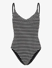 Seafolly - Mesh Effect V Neck One Piece - swimsuits - black - 0