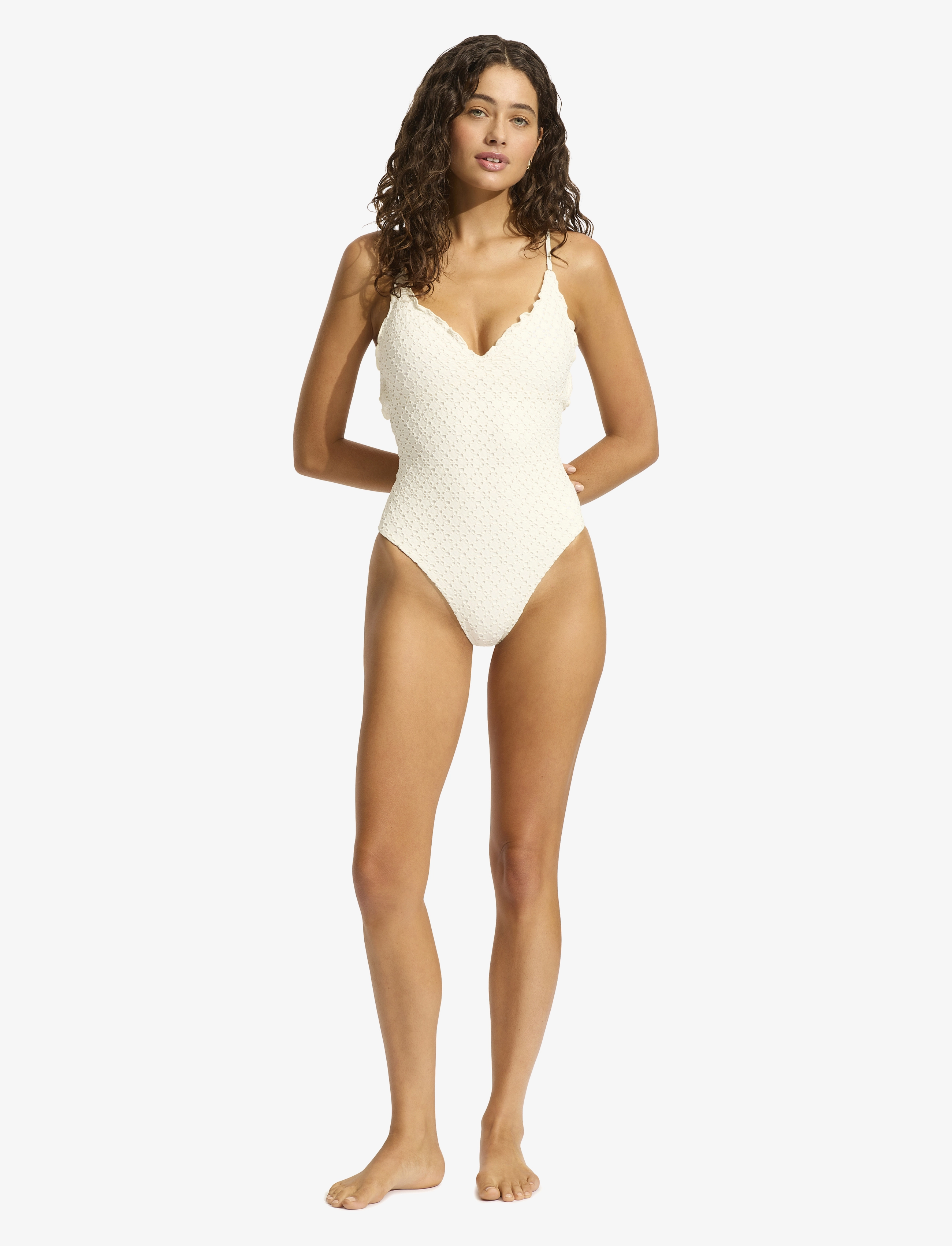 Seafolly - Daydreamer V Neck One Piece - vanilla - 3