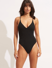 Seafolly - Second Wave V Neck One Piece - swimsuits - black - 2