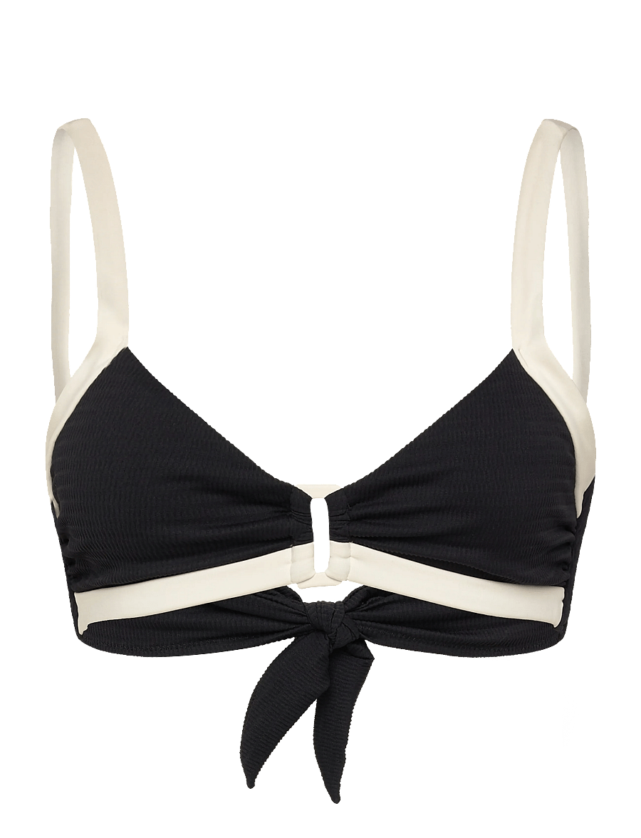 Seafolly - Bandwave Multi Fit Trim Front Bralette - triangelformad bikinis - black - 0