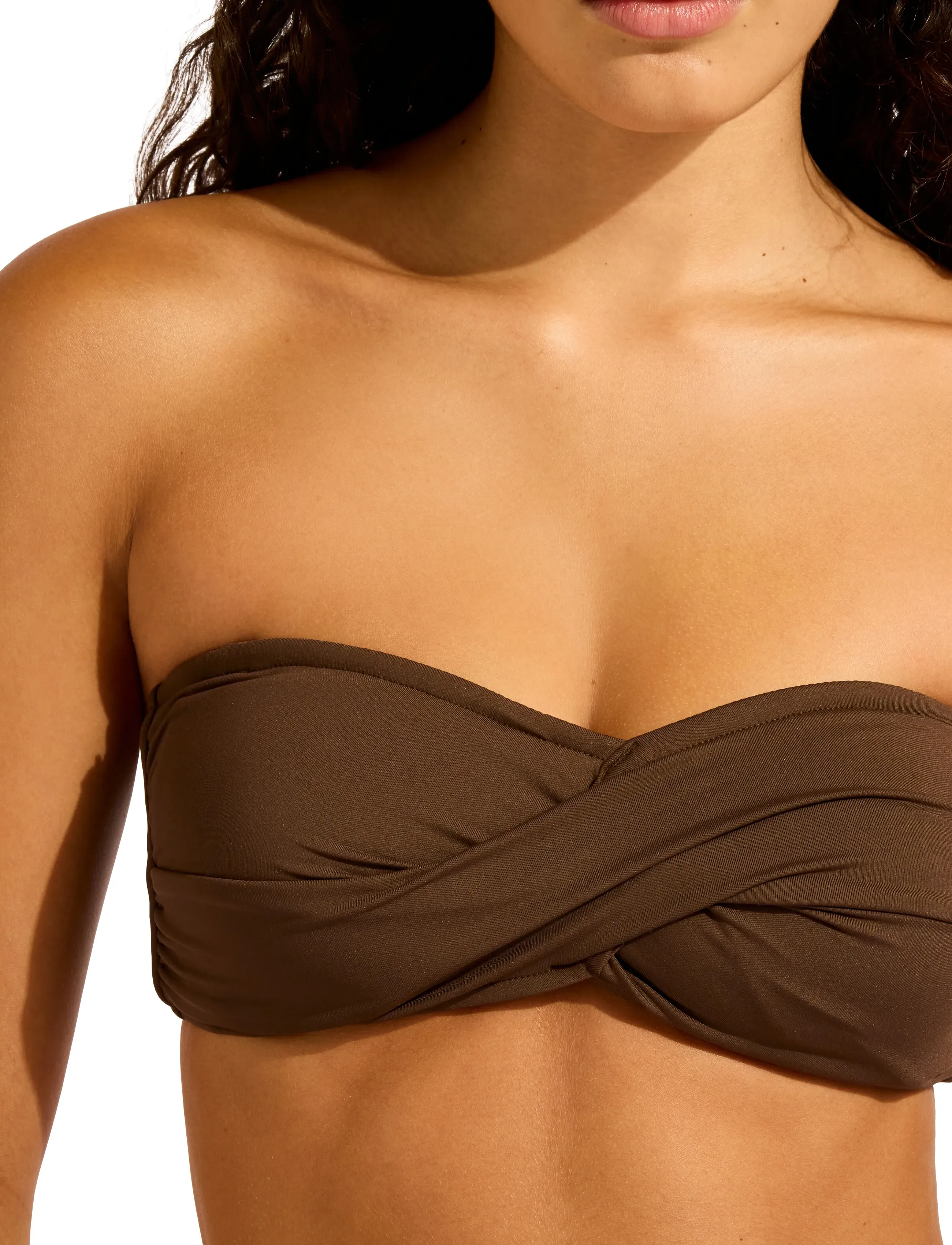 Seafolly S.collective Twist Bandeau, 36, Bikini Oberteile, Braun - Bandeau Bikinitops, Frauen