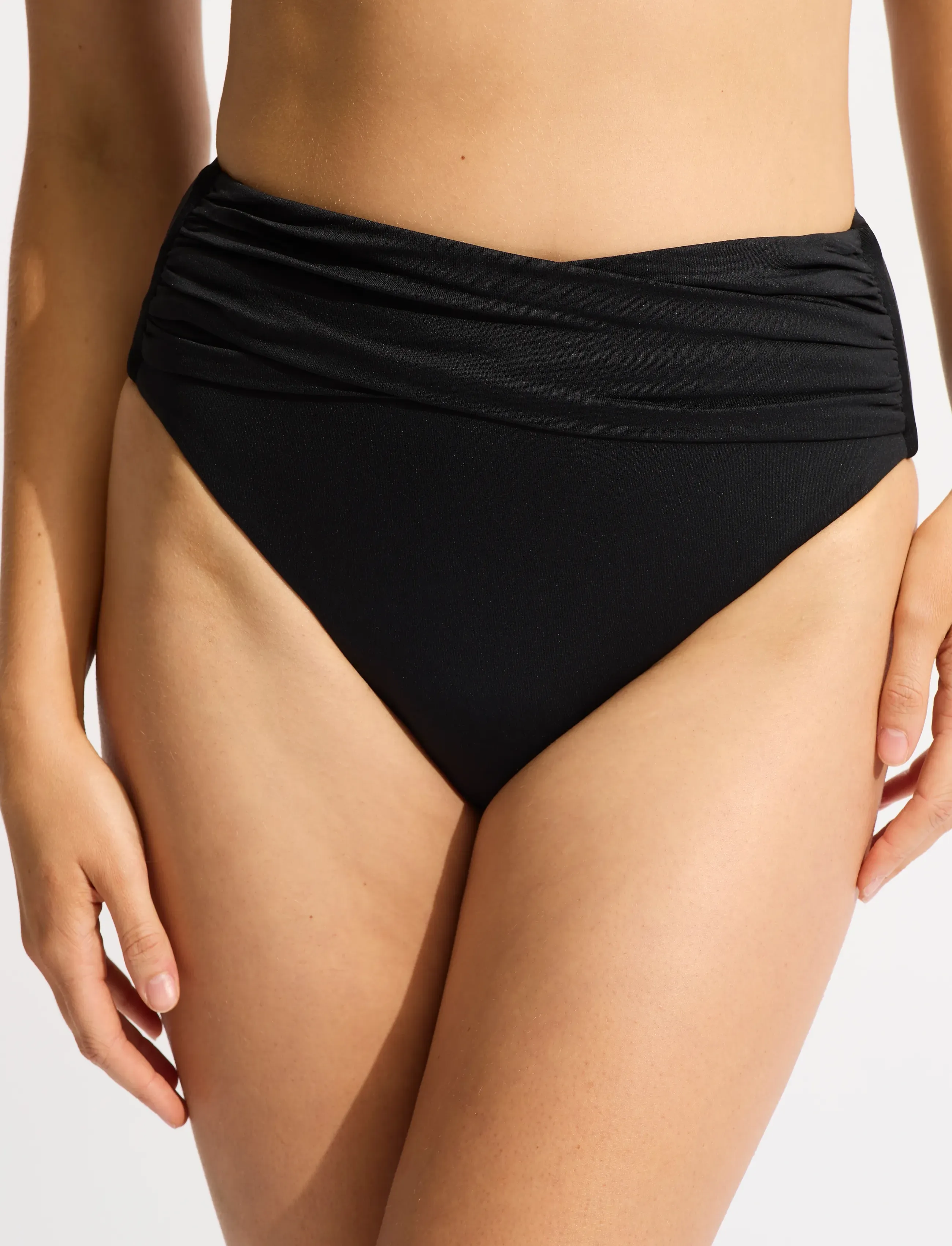 Seafolly S.collective High Waist Wrap Front Pant, 40, Bikini Unterteile, Schwarz - Bikinis, Frauen