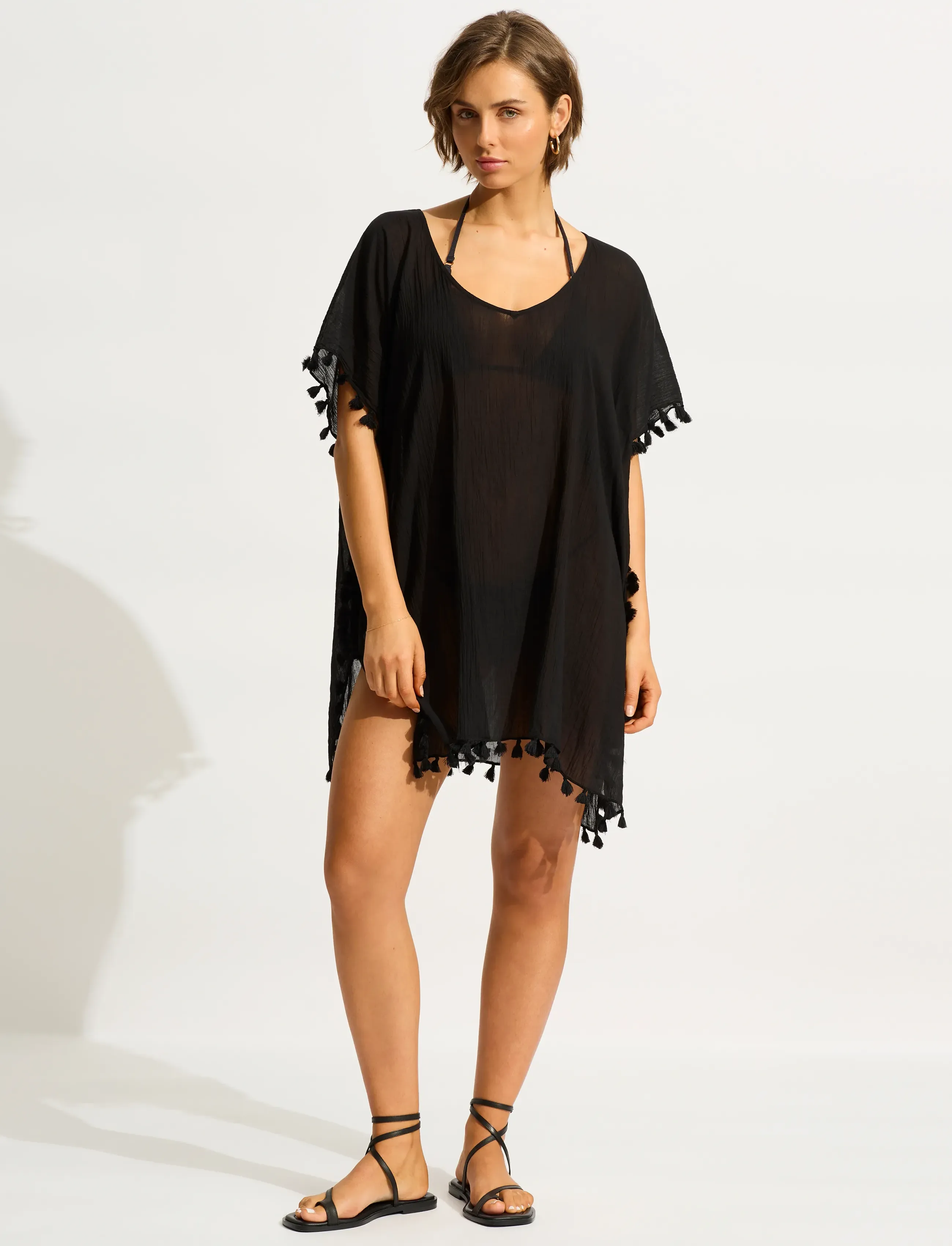 Seafolly Amnesia Kaftan, One Size, Black, Badetøj > Strandtøj, Dame