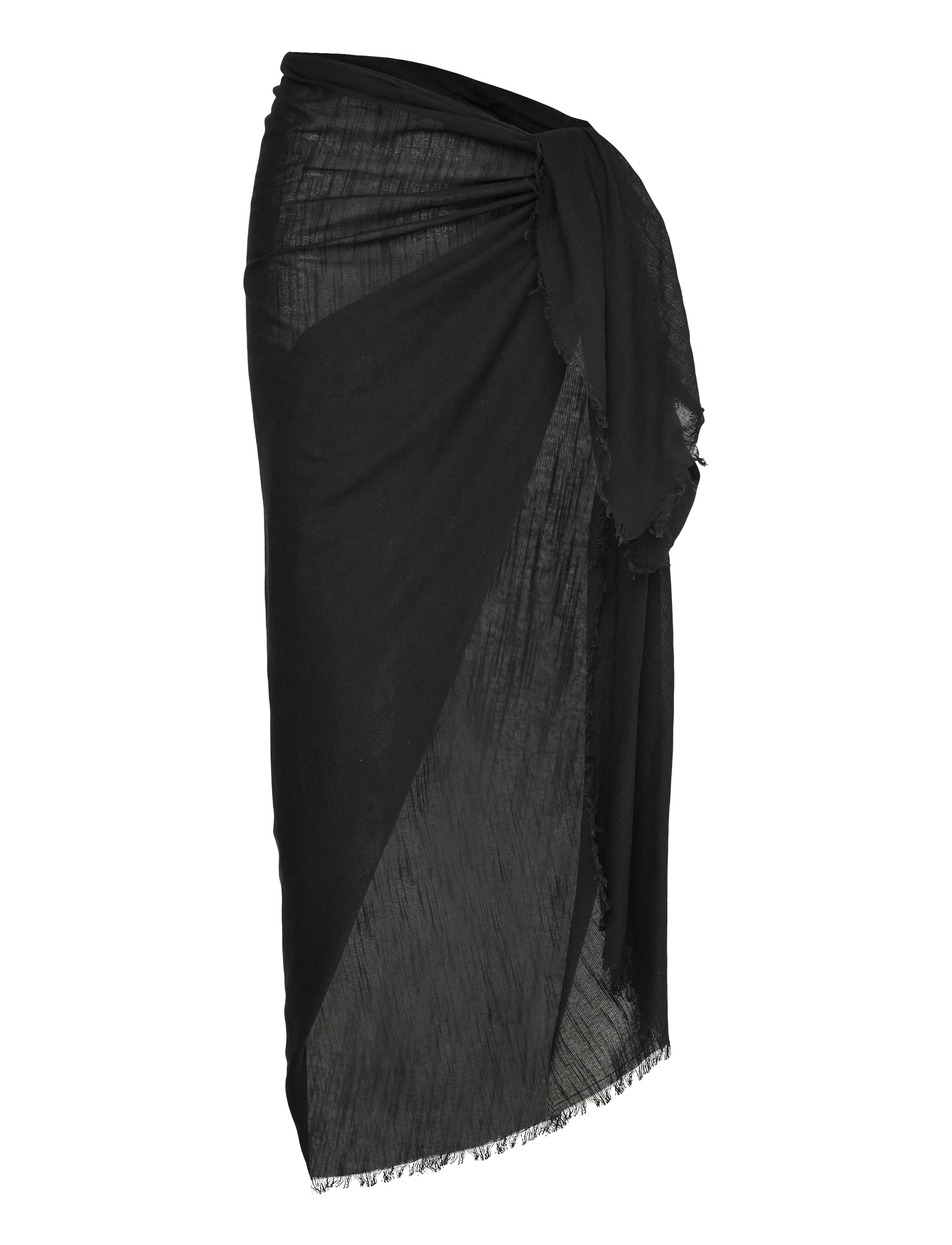 Beach Essential Textured Cotton Beach Wrap - BLACK