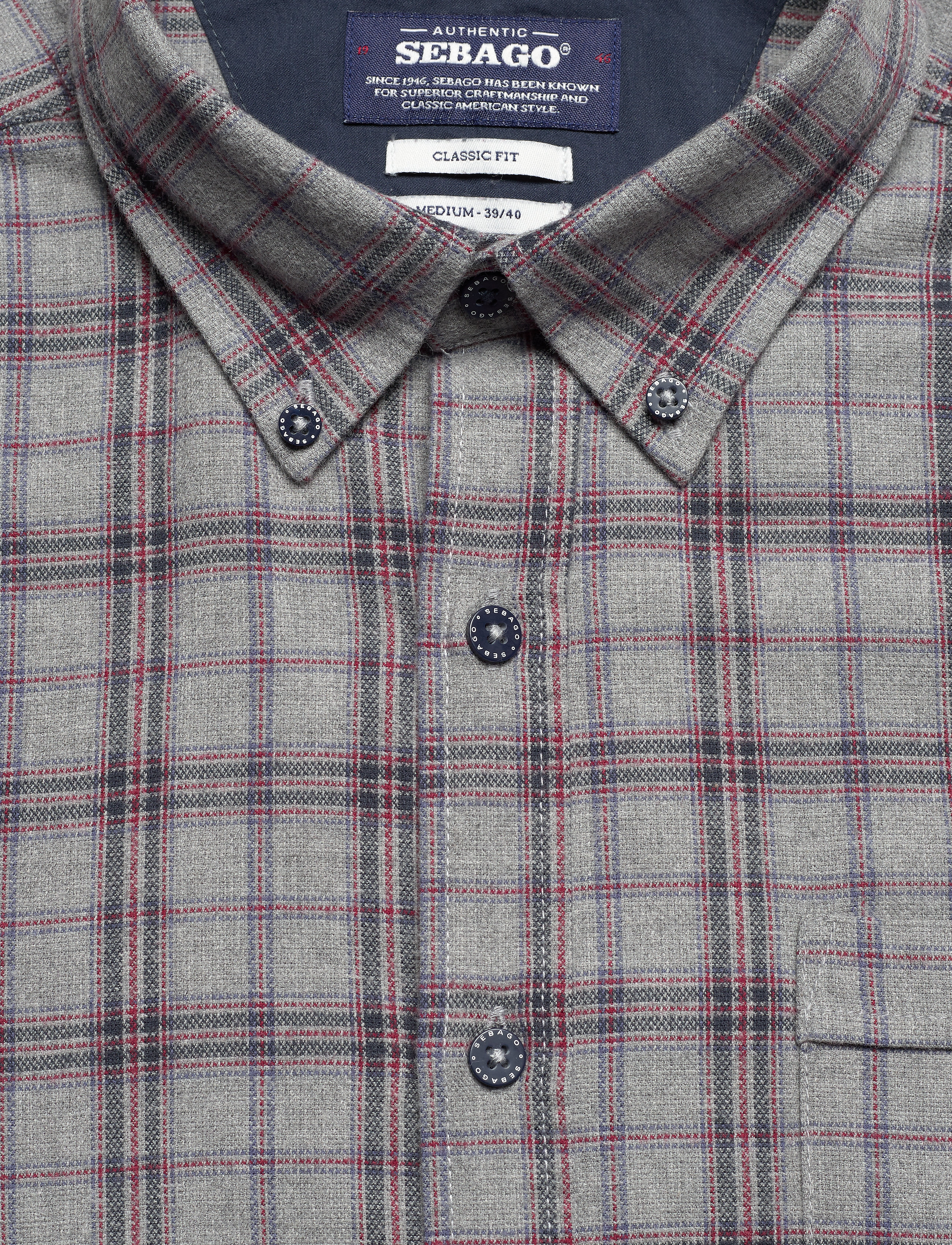 Sebago - Brushed Checked Shirt - navy/red - 2