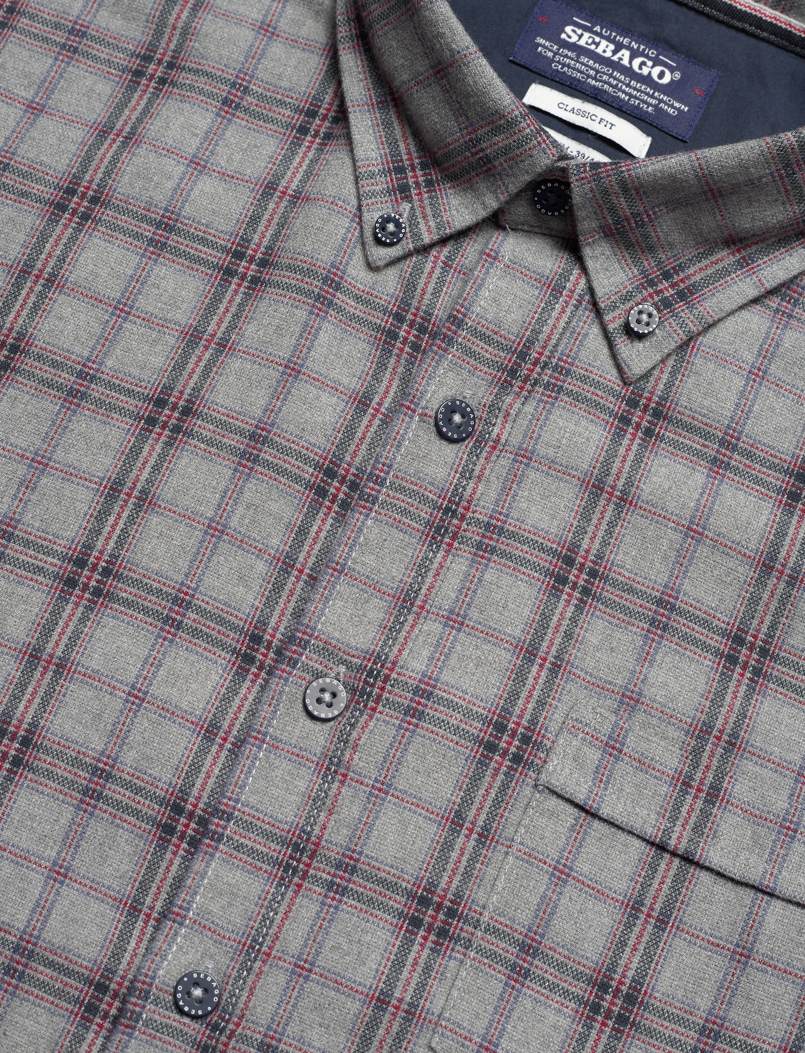 Sebago - Brushed Checked Shirt - navy/red - 3