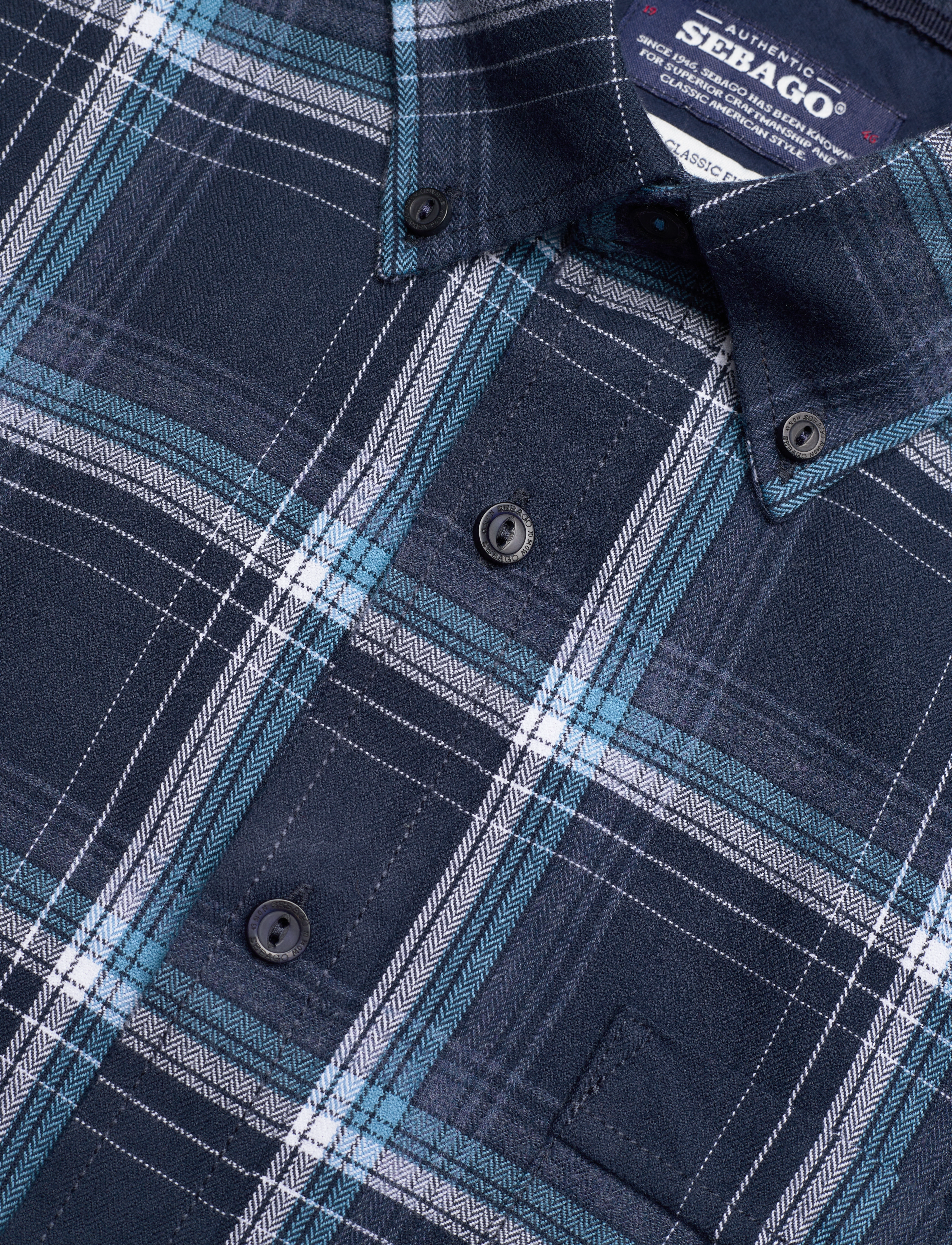Sebago - Checked Herringbone Shirt - blue - 3